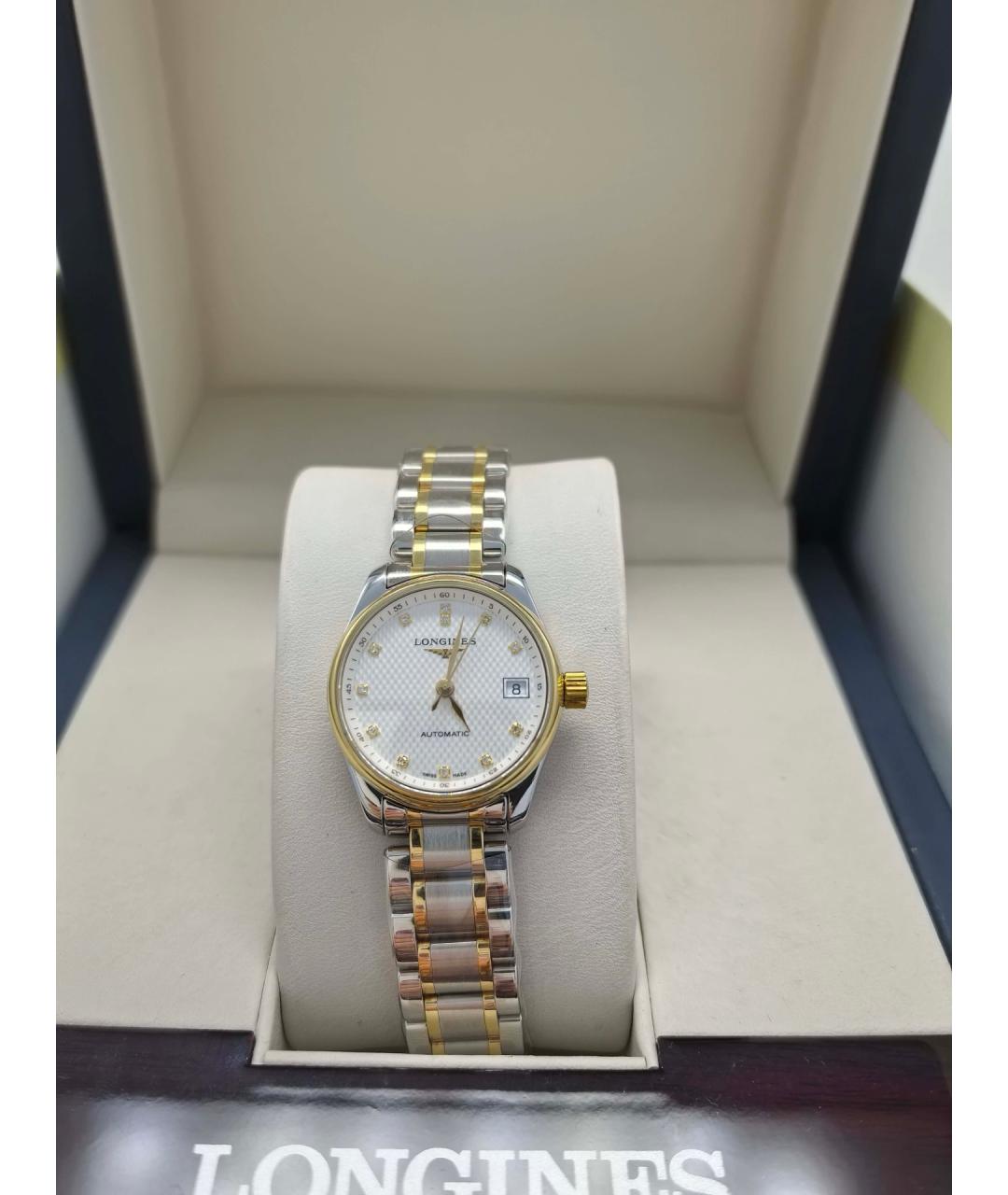 LONGINES Белые часы из желтого золота, фото 5