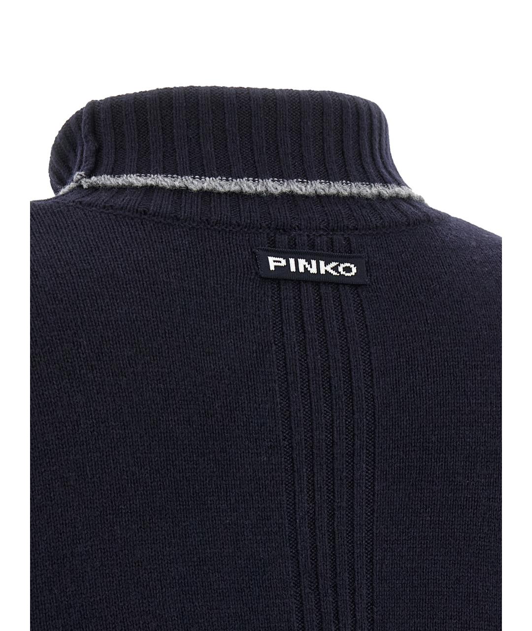 PINKO Темно-синяя шерстяная водолазка, фото 4