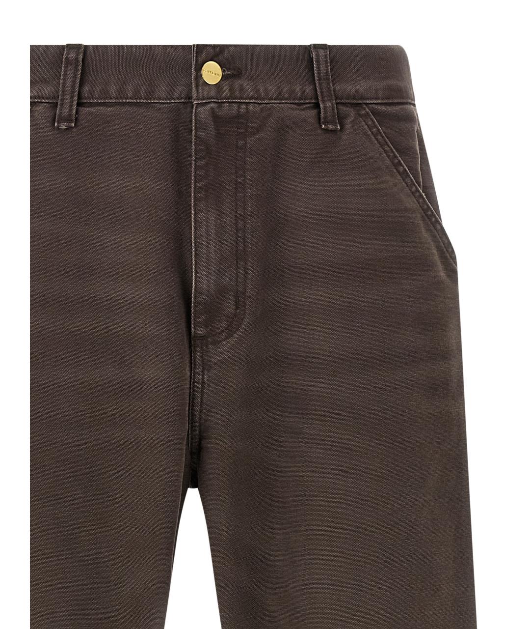 CARHARTT WIP Коричневые хлопковые повседневные брюки, фото 3