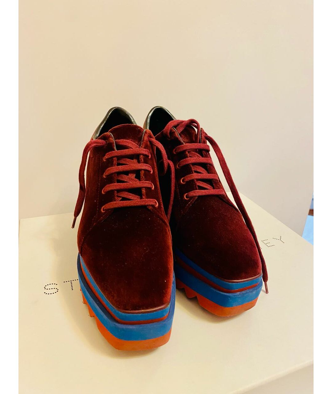 STELLA MCCARTNEY Бордовые бархатные ботинки, фото 2