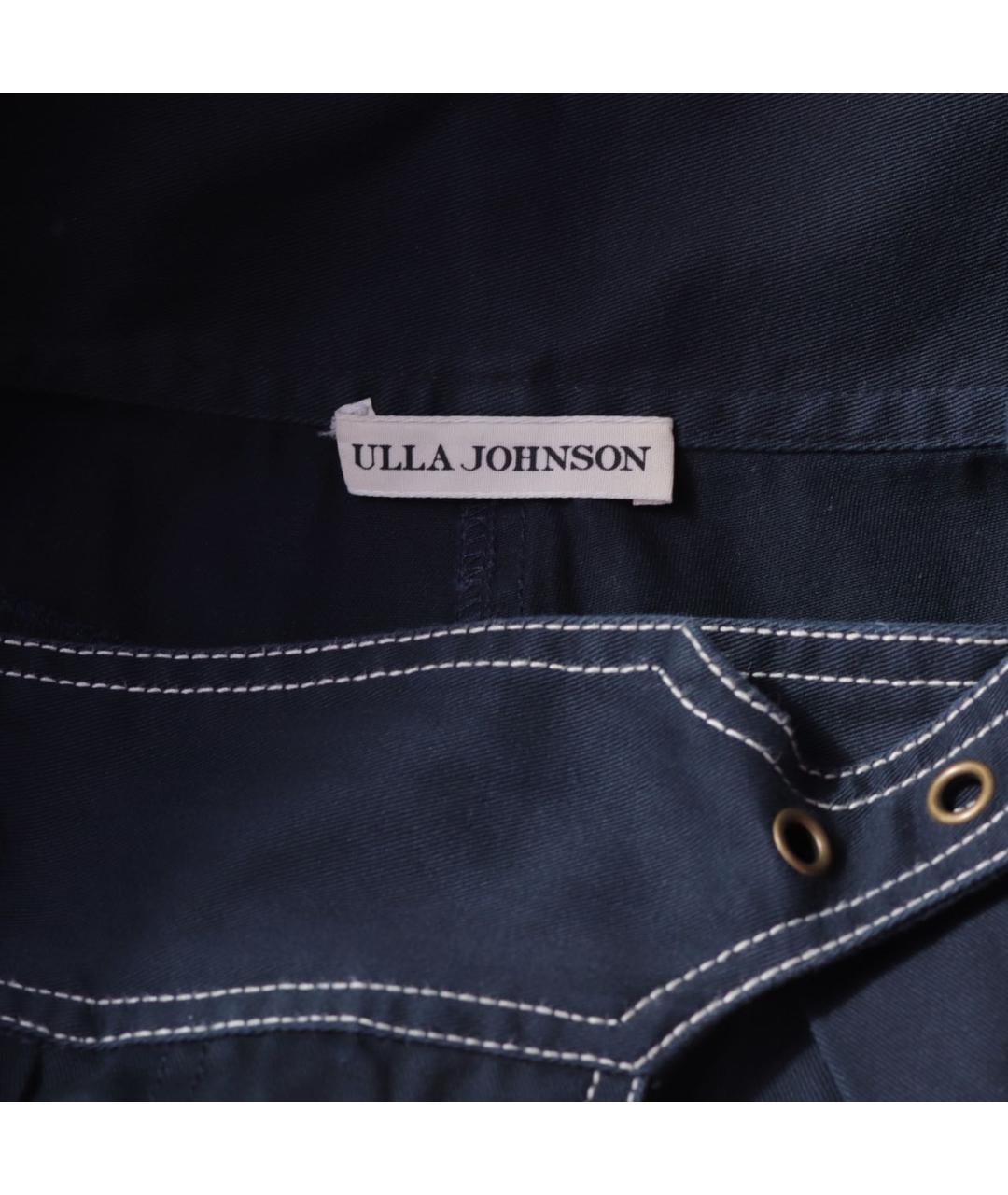 ULLA JOHNSON Темно-синие хлопковые брюки широкие, фото 4