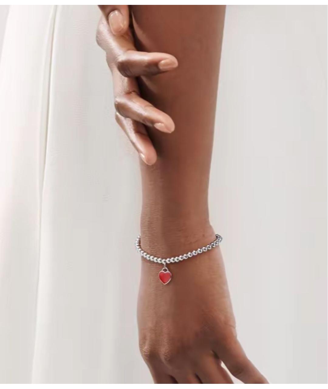 TIFFANY&CO Бордовый серебряный браслет, фото 4