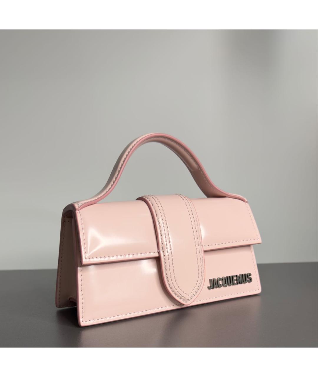 JACQUEMUS Розовая кожаная сумка с короткими ручками, фото 2
