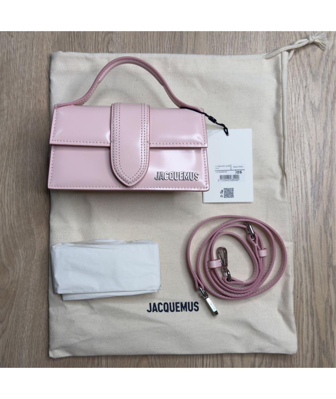 JACQUEMUS Розовая кожаная сумка с короткими ручками, фото 5