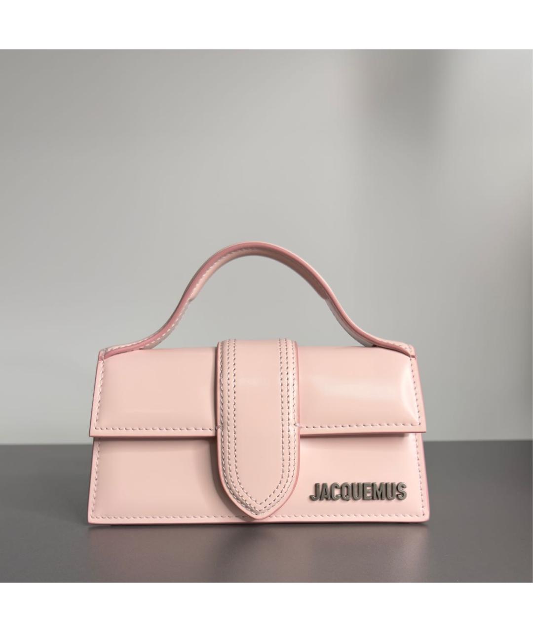 JACQUEMUS Розовая кожаная сумка с короткими ручками, фото 8