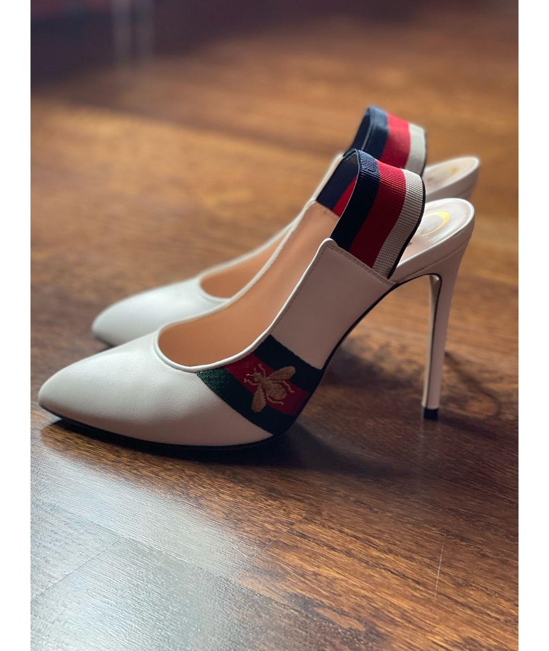 GUCCI Белые кожаные босоножки, фото 2