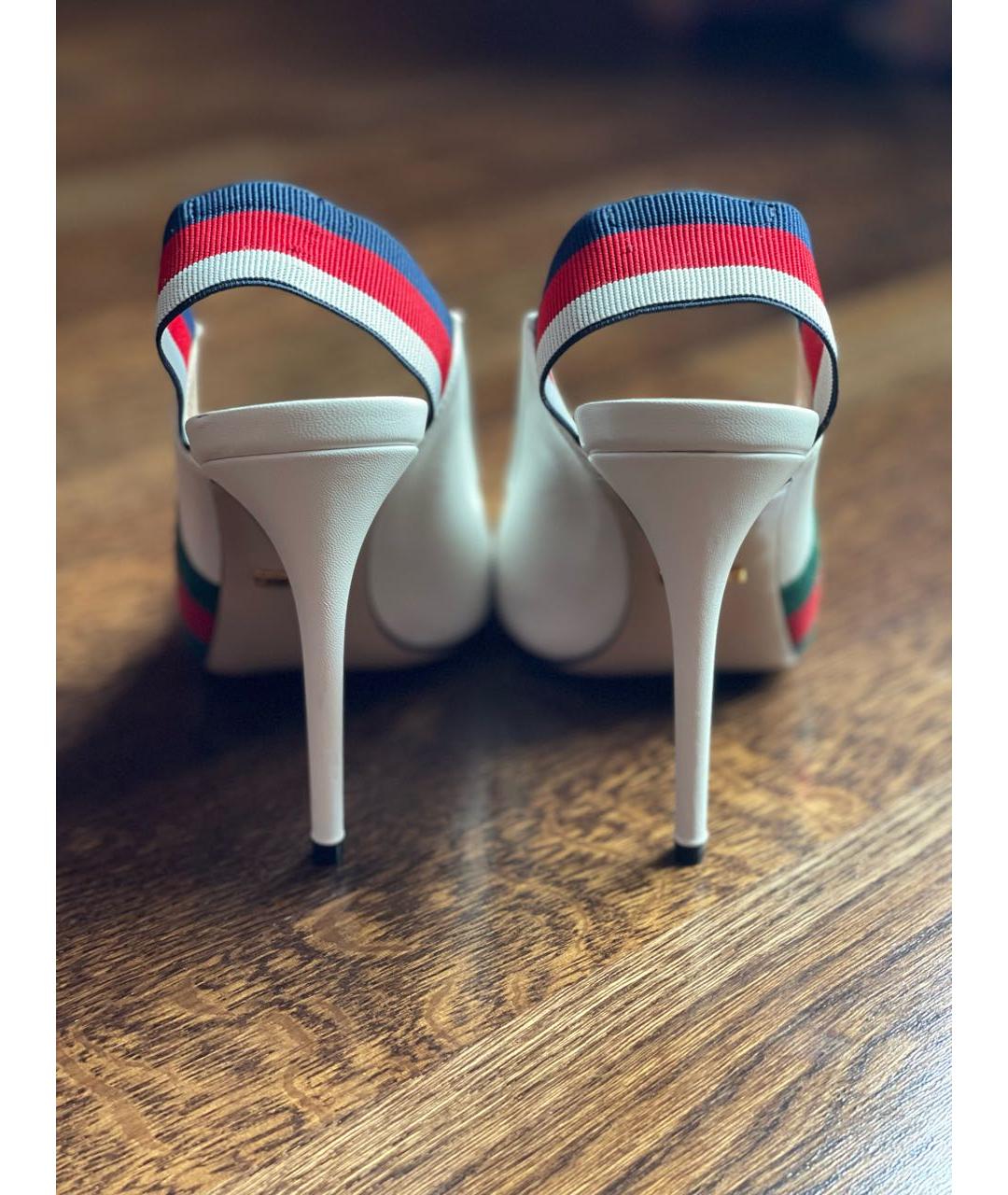 GUCCI Белые кожаные босоножки, фото 3