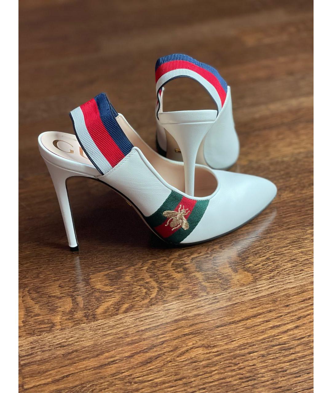 GUCCI Белые кожаные босоножки, фото 5