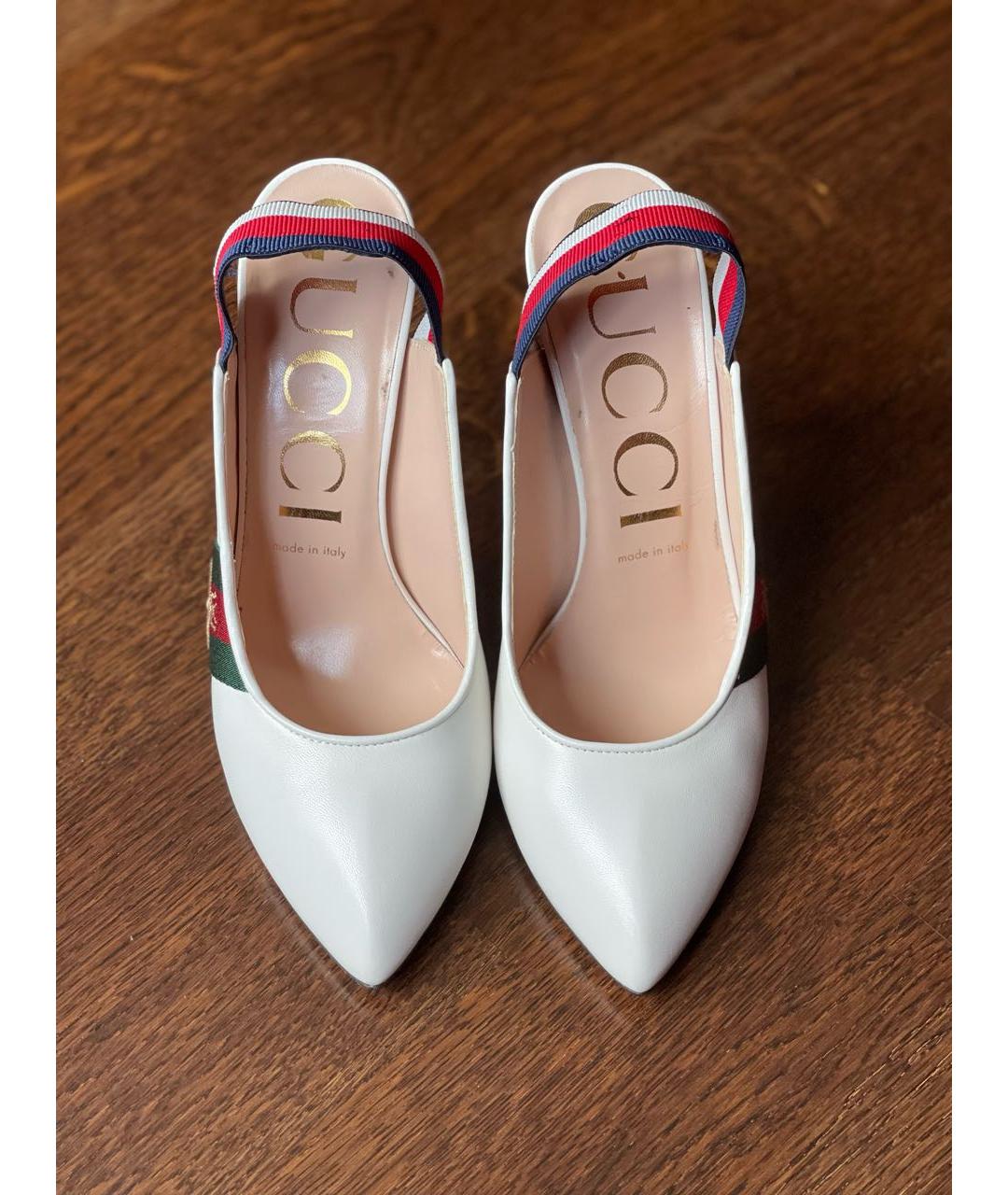 GUCCI Белые кожаные босоножки, фото 4