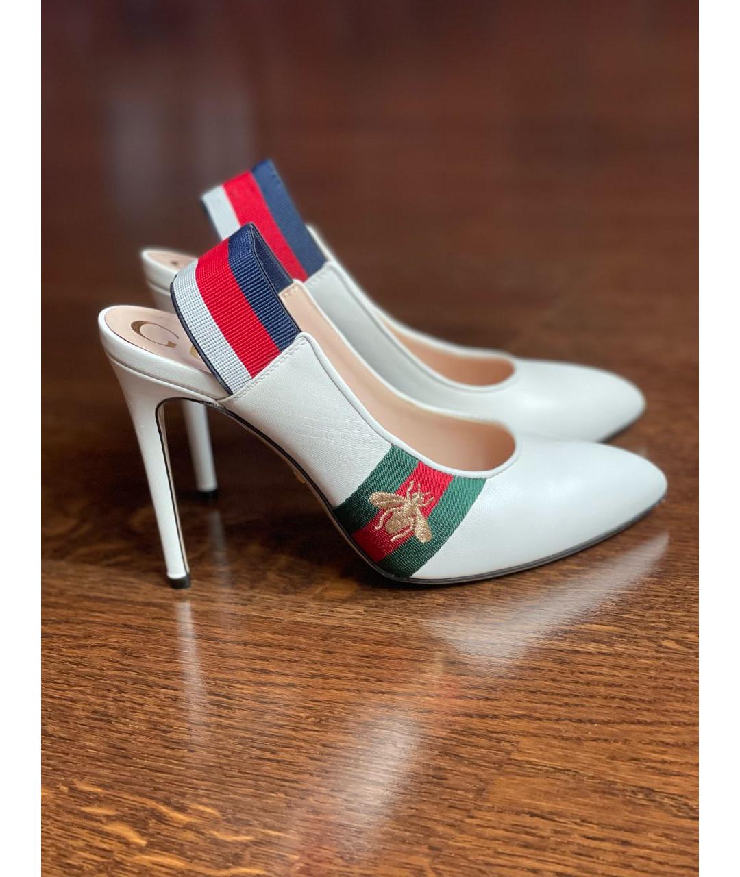 GUCCI Белые кожаные босоножки, фото 8