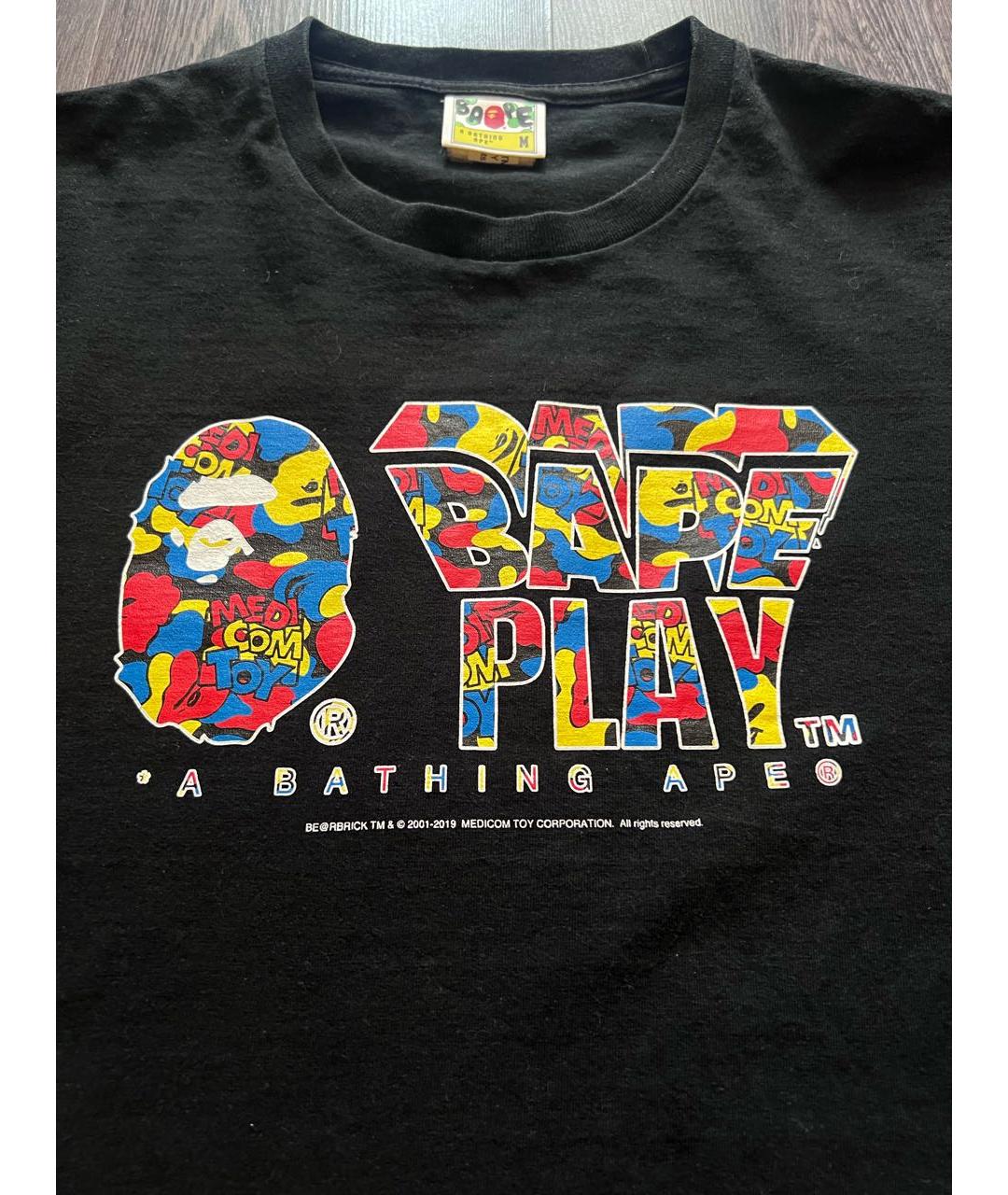 A BATHING APE Черная хлопковая футболка, фото 2