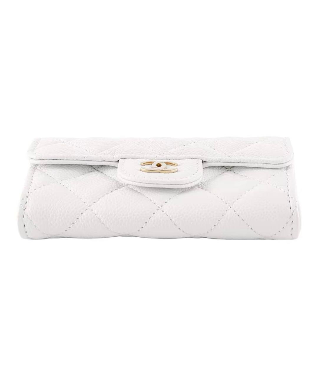 CHANEL Белый кожаный кошелек, фото 4