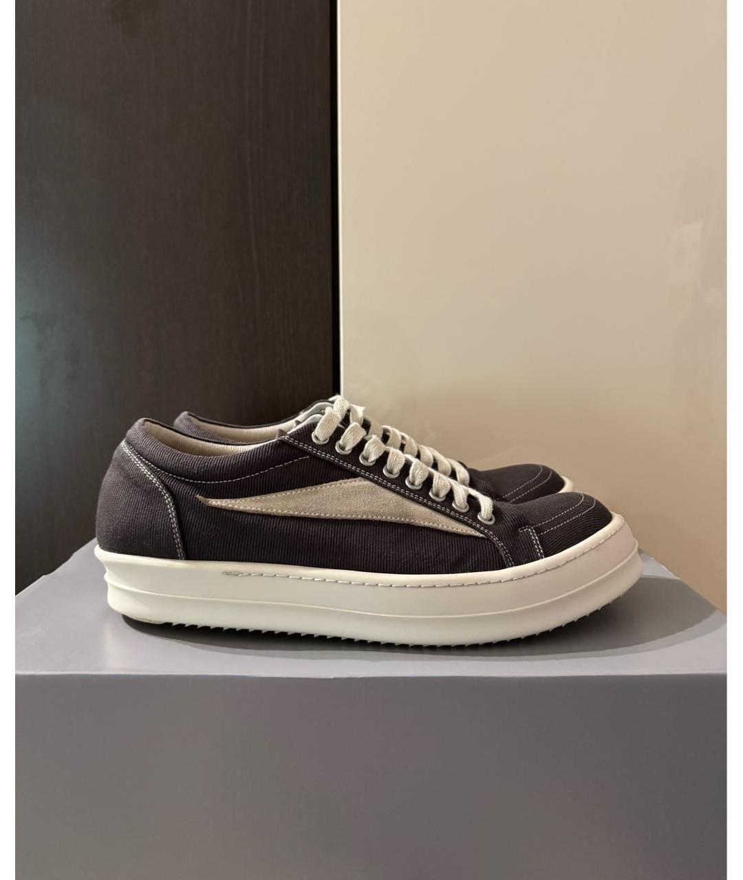 RICK OWENS DRKSHDW Черные текстильные низкие кроссовки / кеды, фото 5