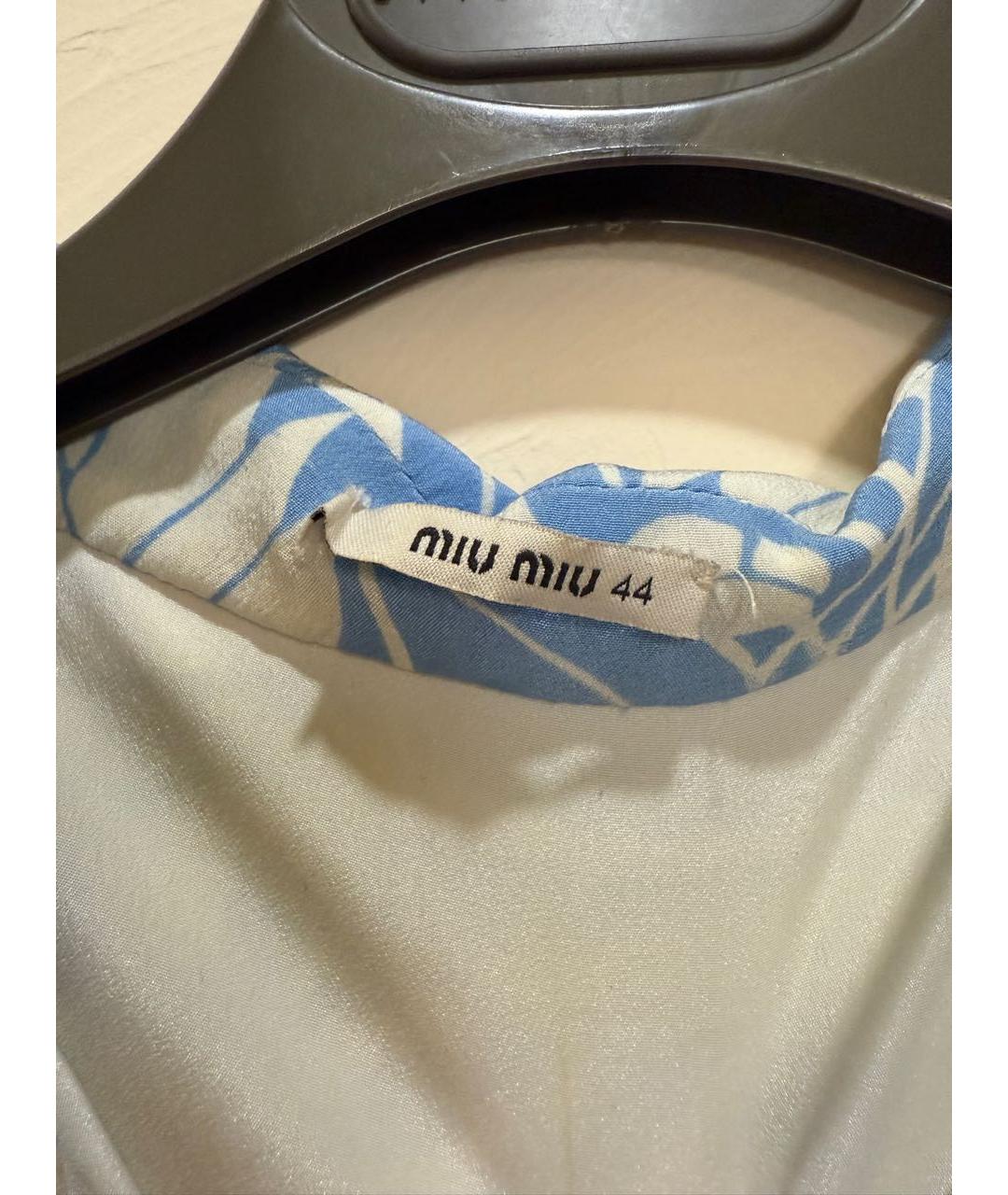 MIU MIU Голубое шелковое повседневное платье, фото 3