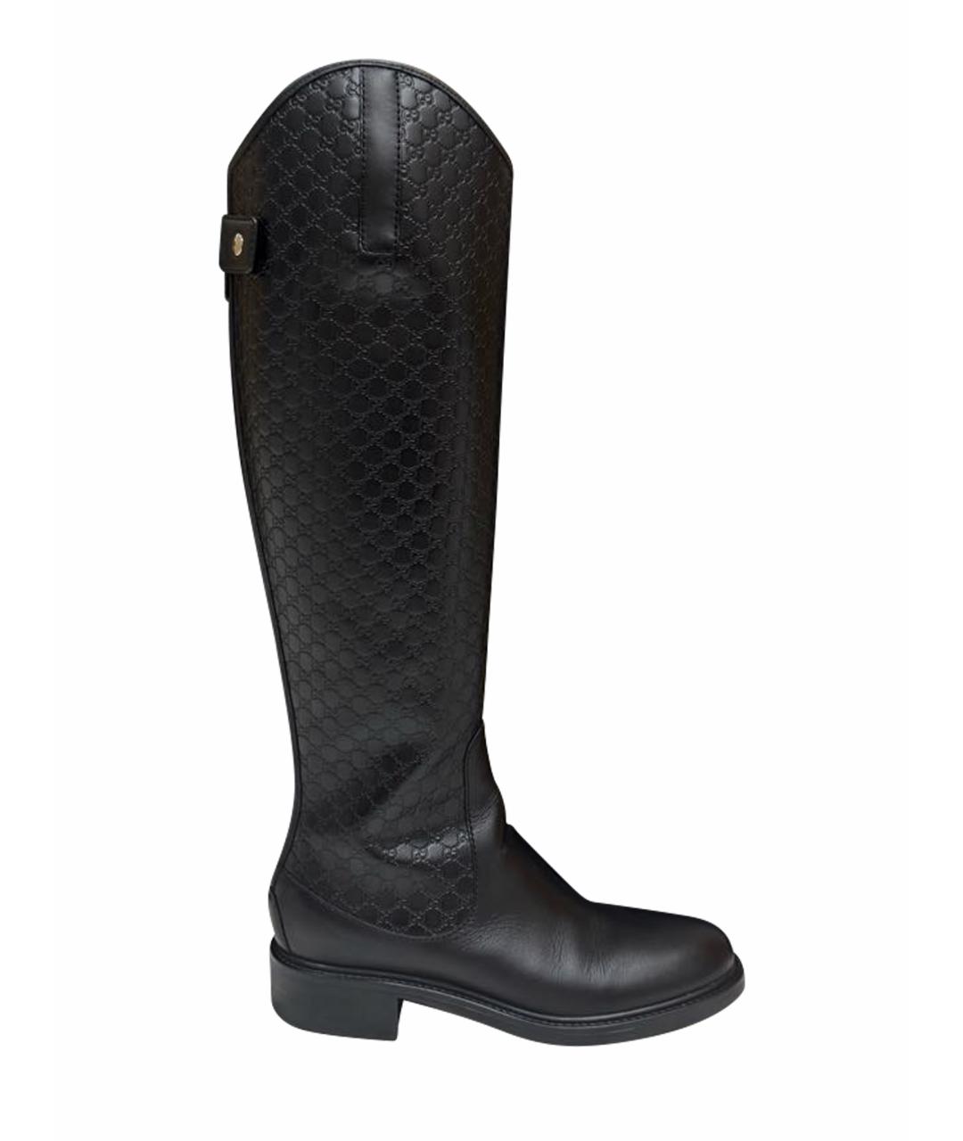GUCCI Черные кожаные сапоги, фото 1