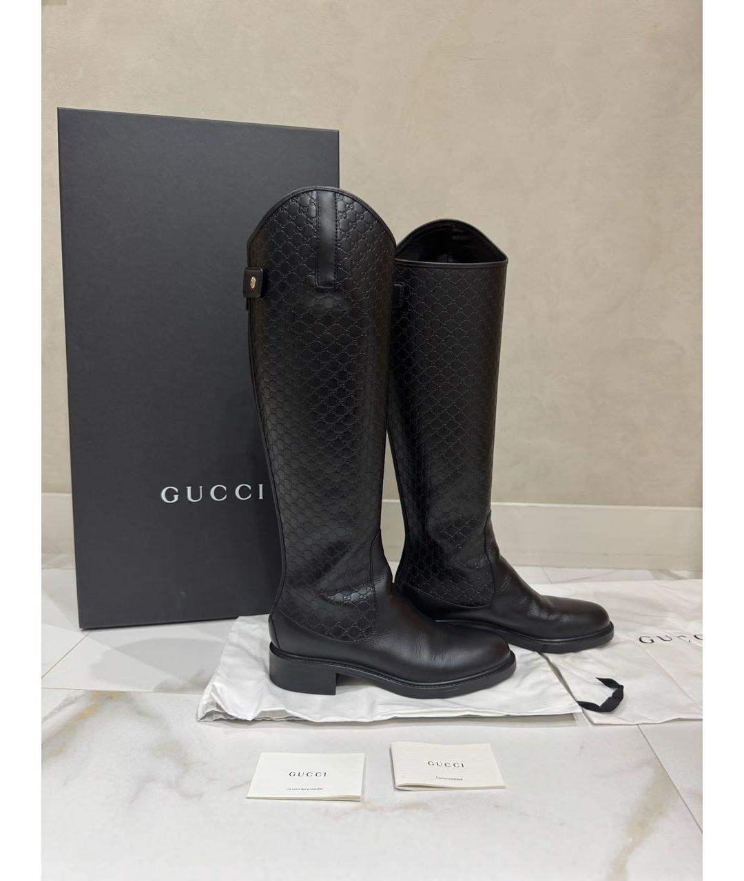 GUCCI Черные кожаные сапоги, фото 8