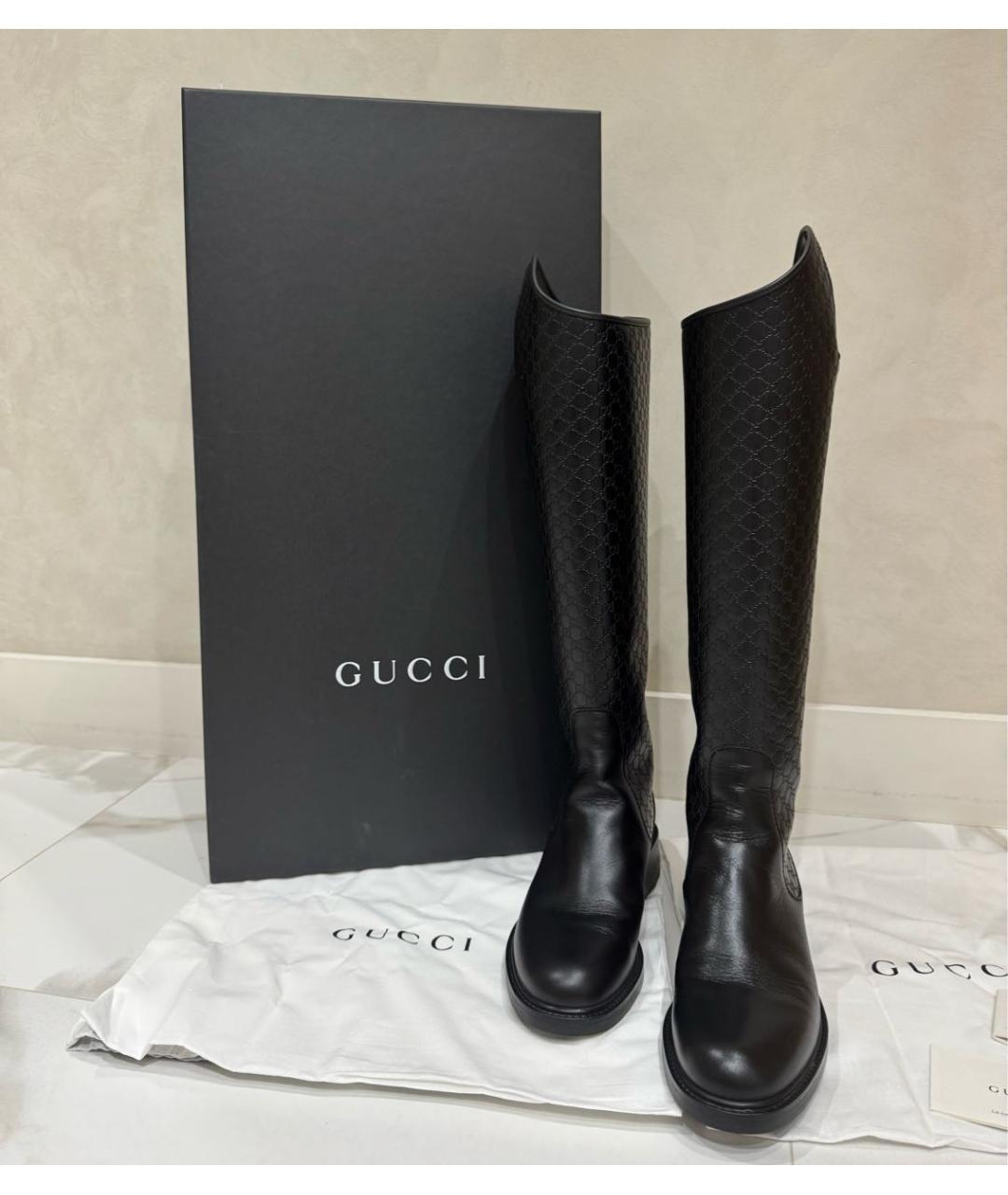GUCCI Черные кожаные сапоги, фото 2