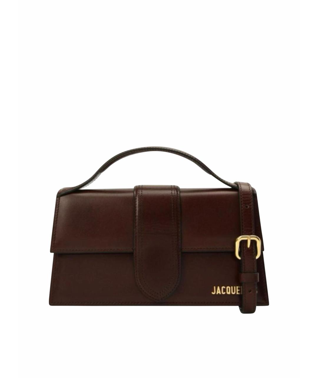 JACQUEMUS Коричневая кожаная сумка с короткими ручками, фото 1