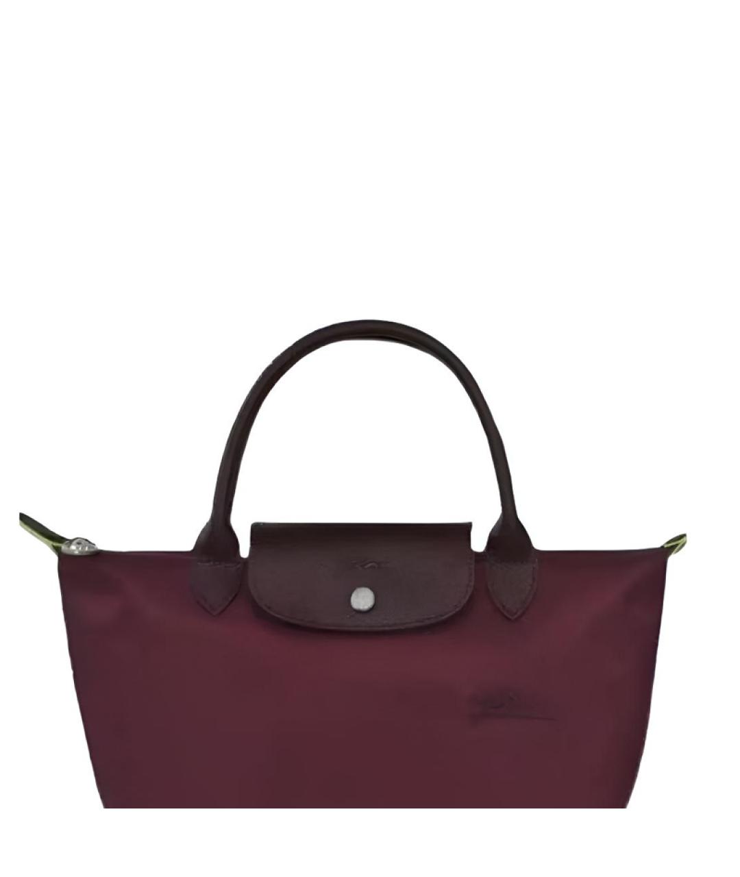 LONGCHAMP Бордовая тканевая сумка с короткими ручками, фото 3