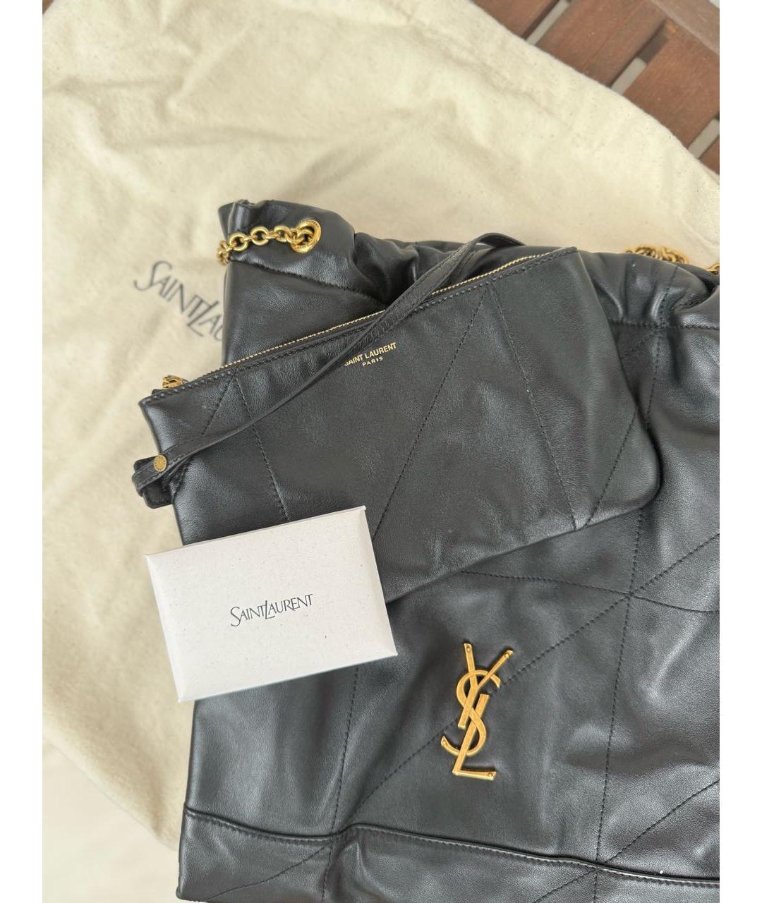 SAINT LAURENT Черная кожаная сумка тоут, фото 2