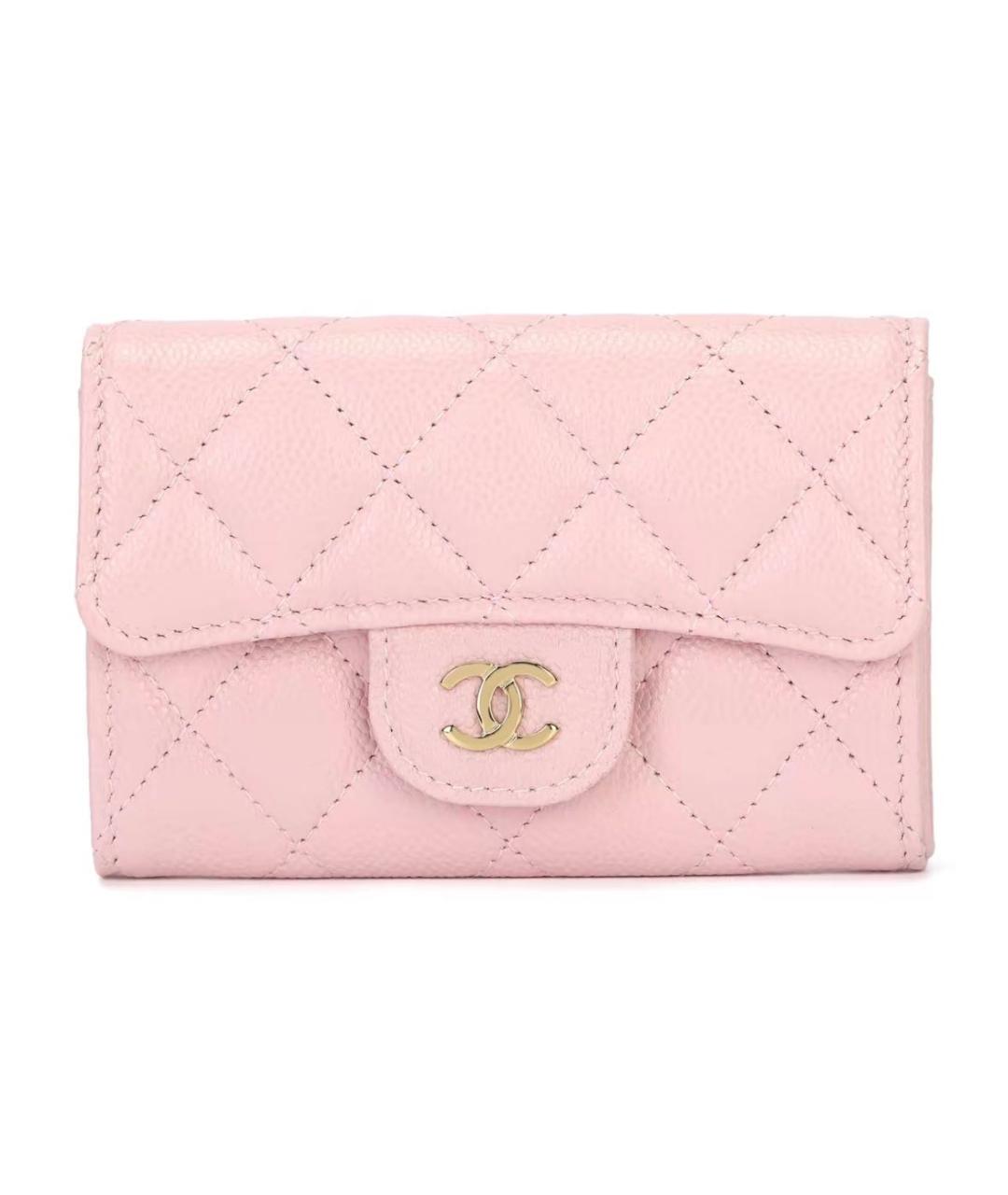 CHANEL Розовый кожаный кошелек, фото 1