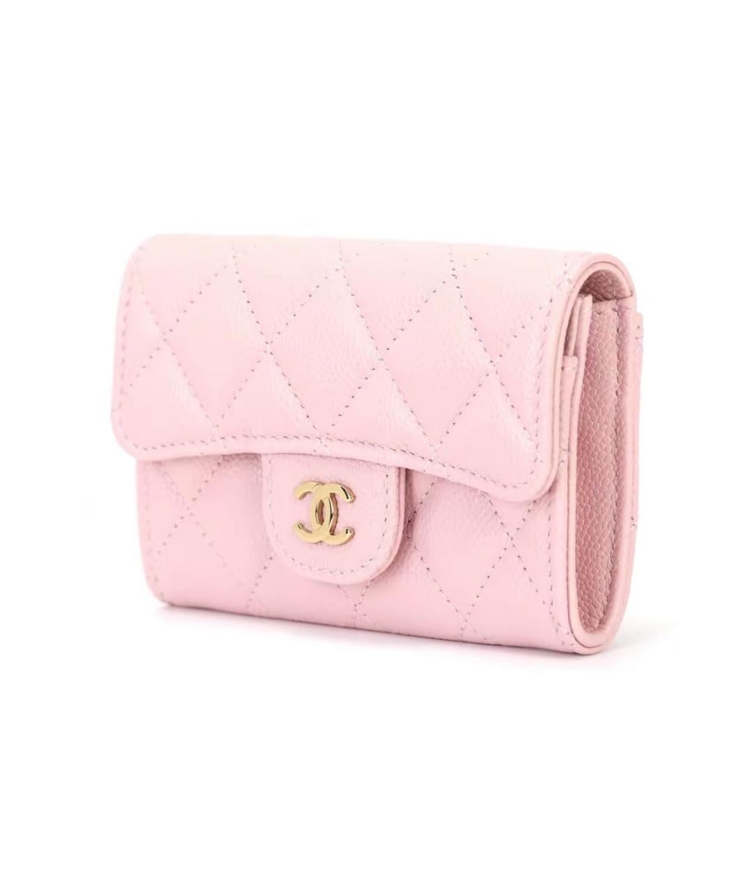 CHANEL Розовый кожаный кошелек, фото 2