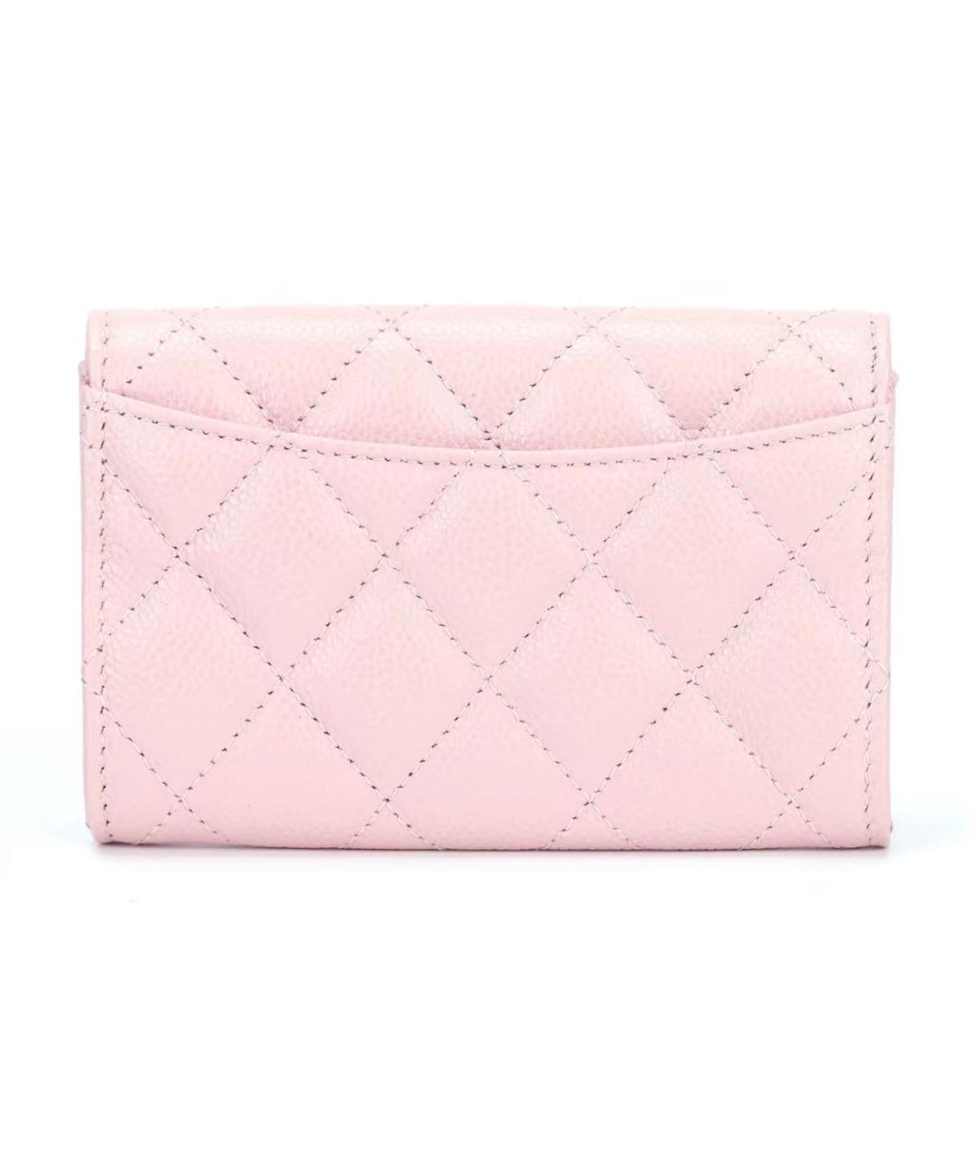 CHANEL Розовый кожаный кошелек, фото 3