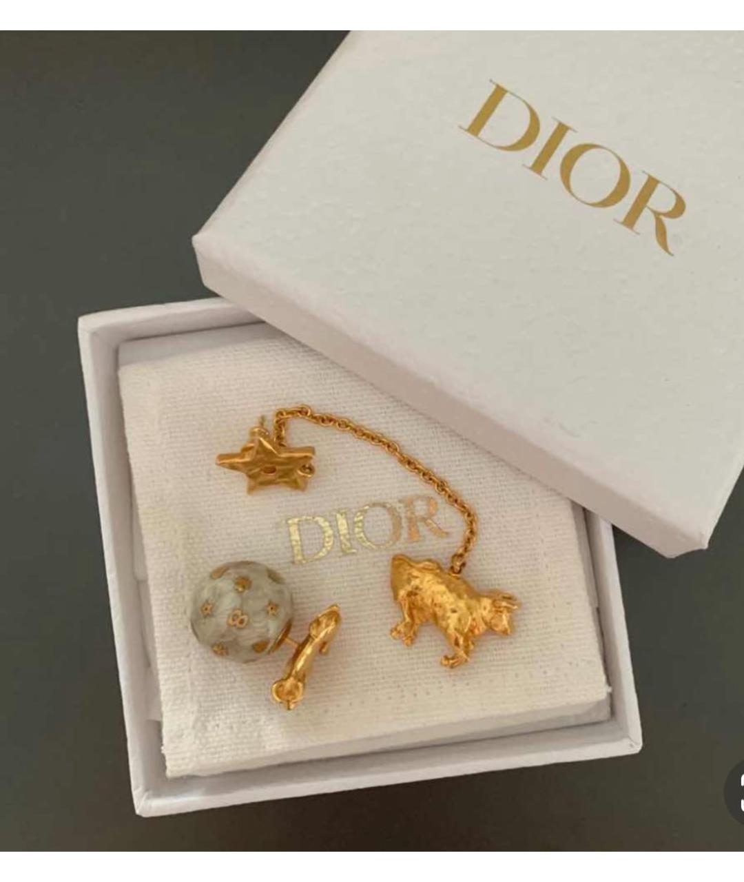 CHRISTIAN DIOR Золотые металлические серьги, фото 6