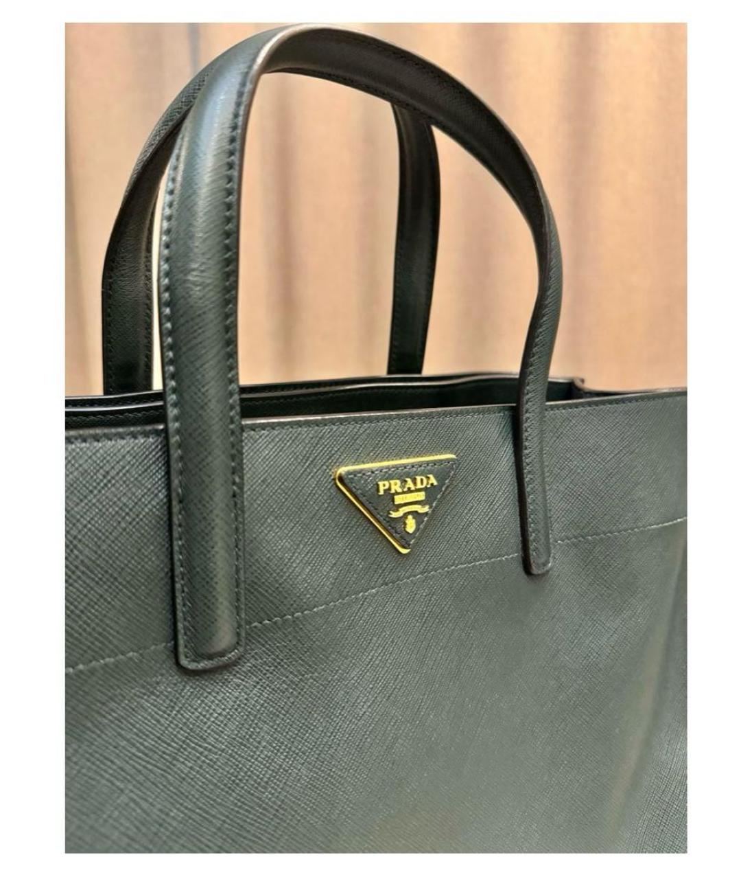 PRADA Зеленая кожаная сумка тоут, фото 2