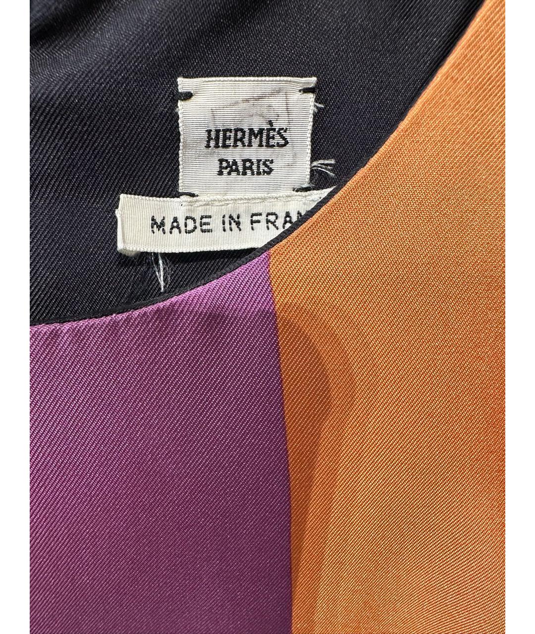 HERMES Фиолетовое шелковое повседневное платье, фото 3