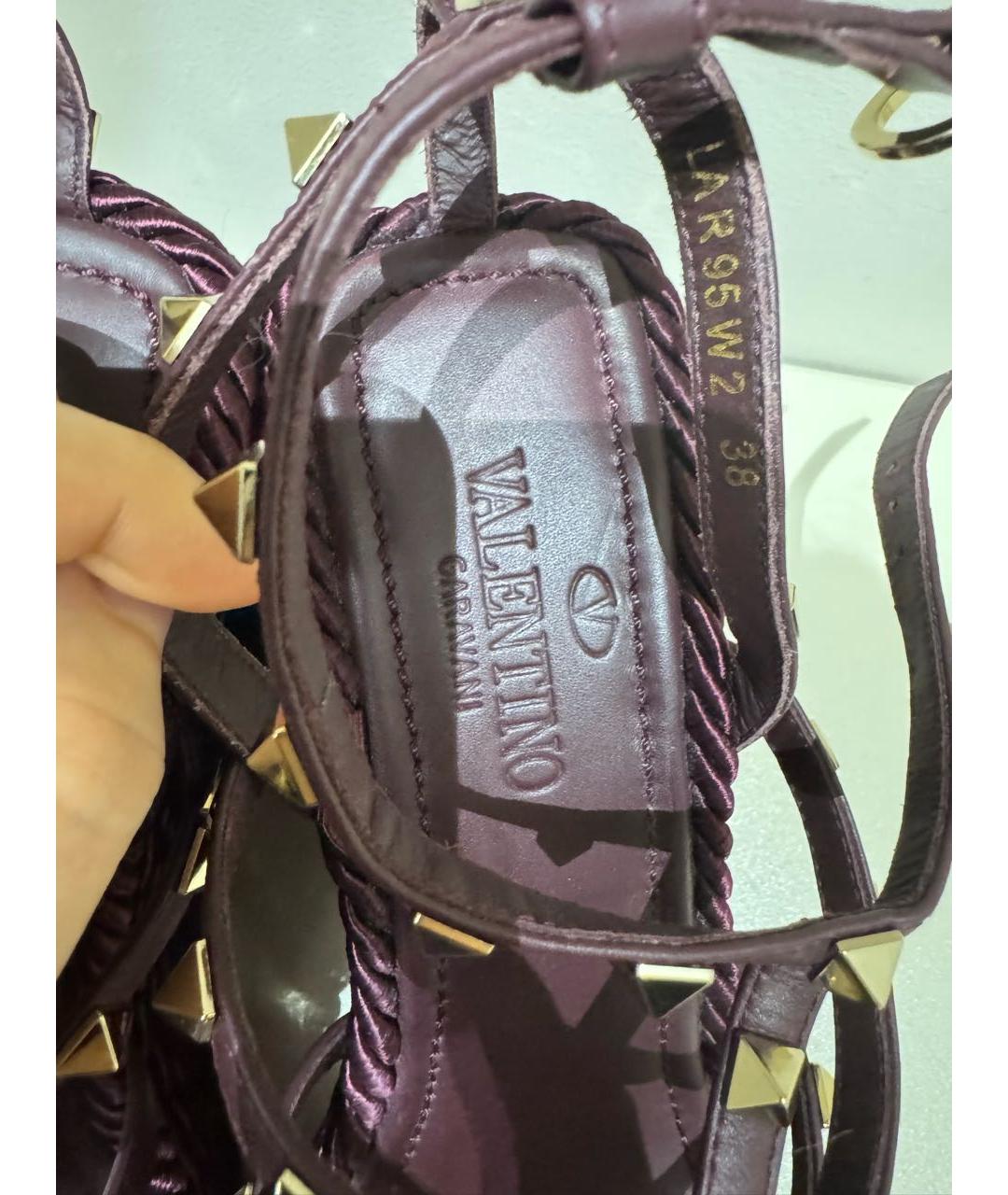 VALENTINO Бордовые кожаные босоножки, фото 4