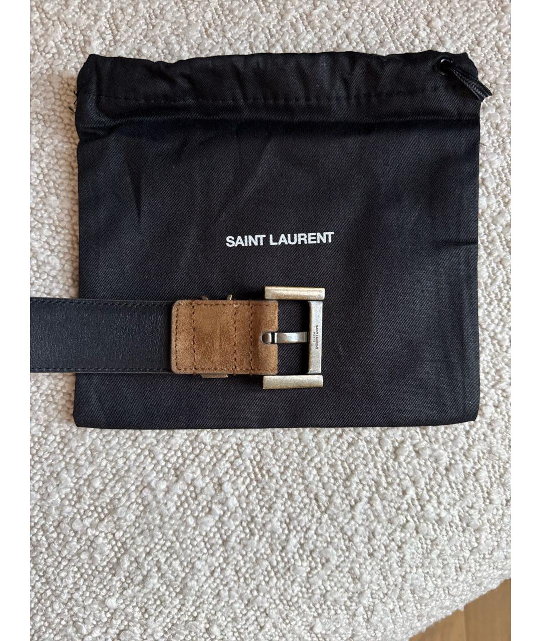 SAINT LAURENT Коричневый замшевый ремень, фото 2