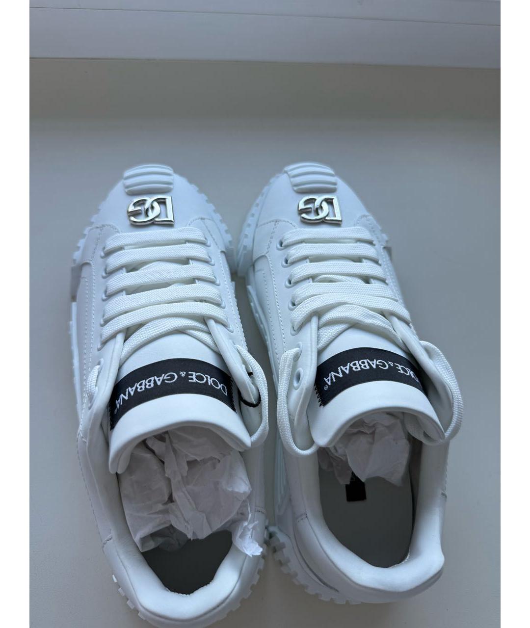 DOLCE&GABBANA Белые кожаные кроссовки, фото 3