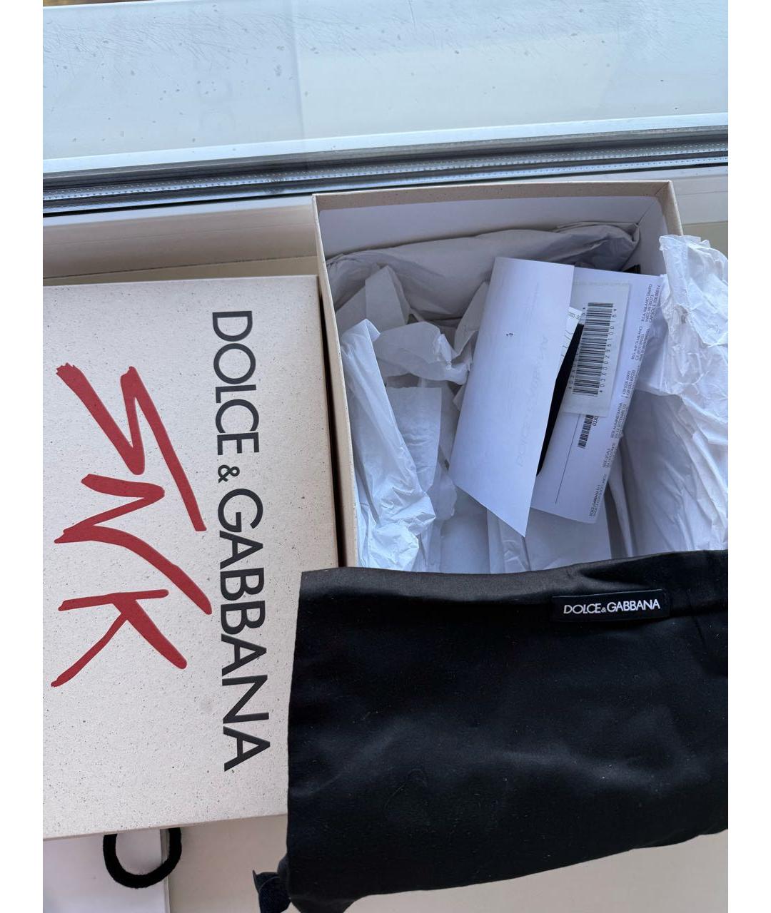 DOLCE&GABBANA Белые кожаные кроссовки, фото 8