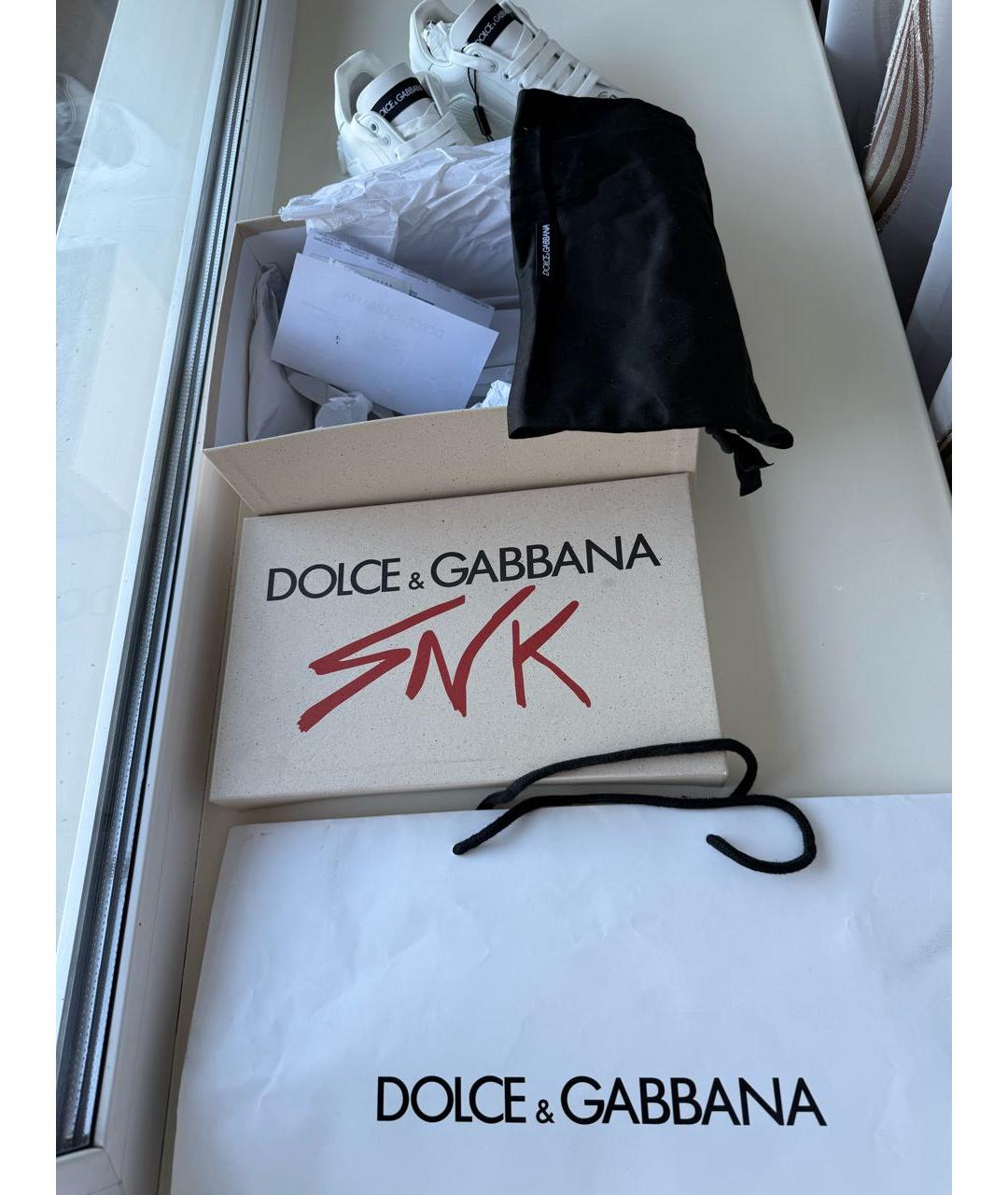 DOLCE&GABBANA Белые кожаные кроссовки, фото 7
