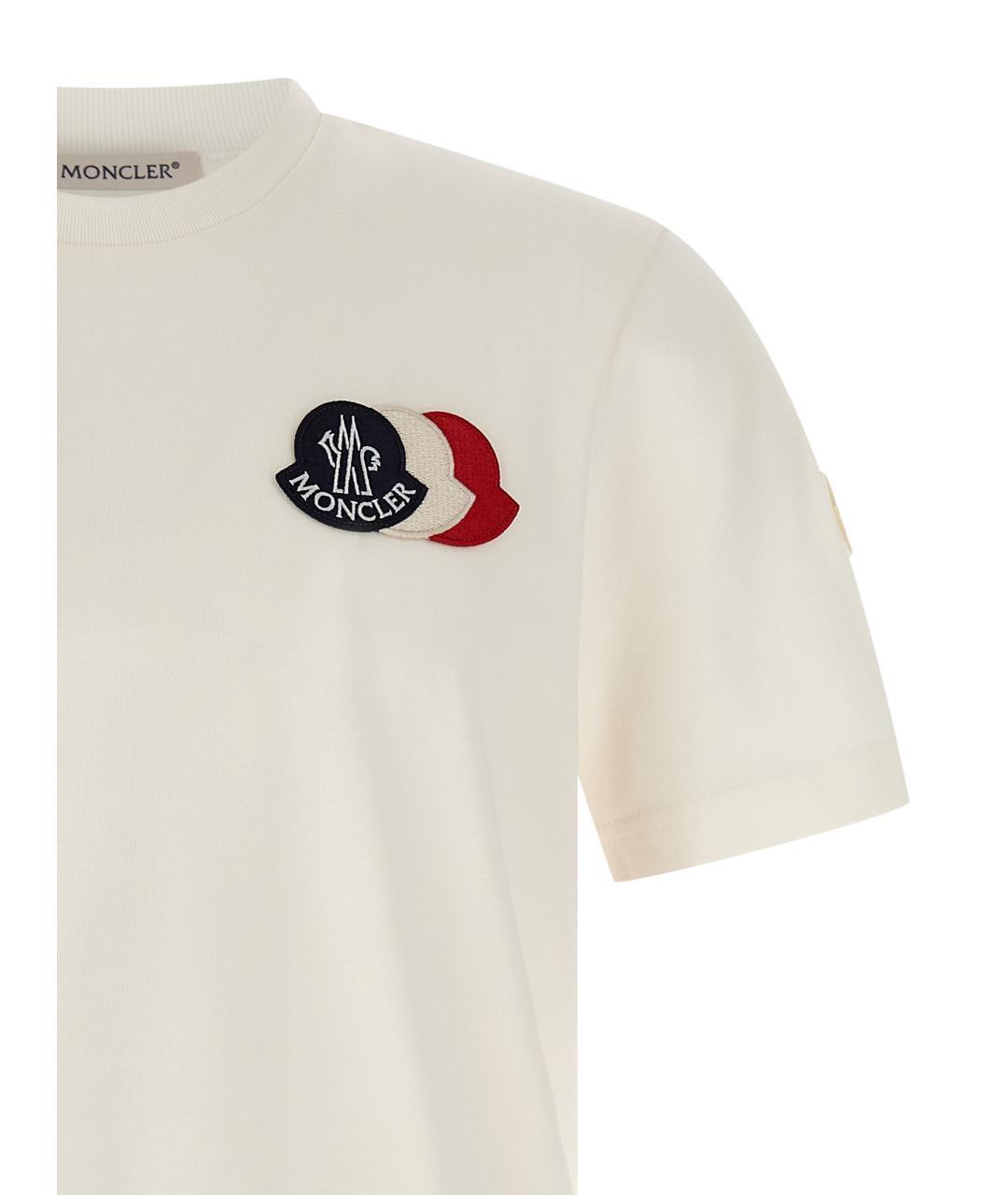 MONCLER Бежевая хлопковая футболка, фото 3