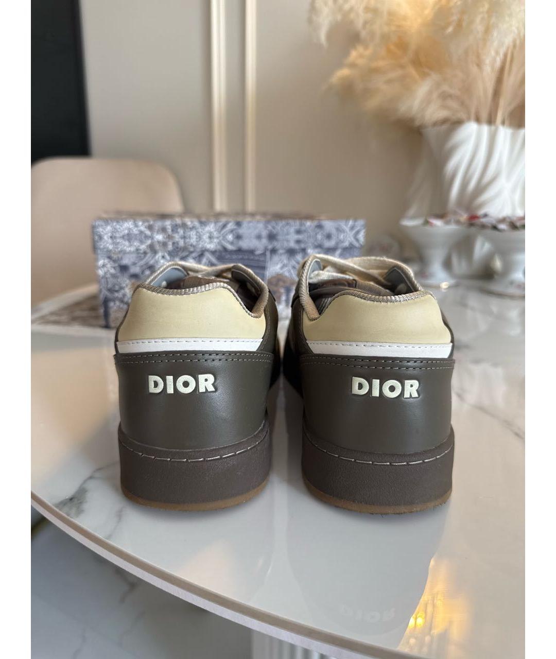 CHRISTIAN DIOR Хаки кожаные кроссовки, фото 4