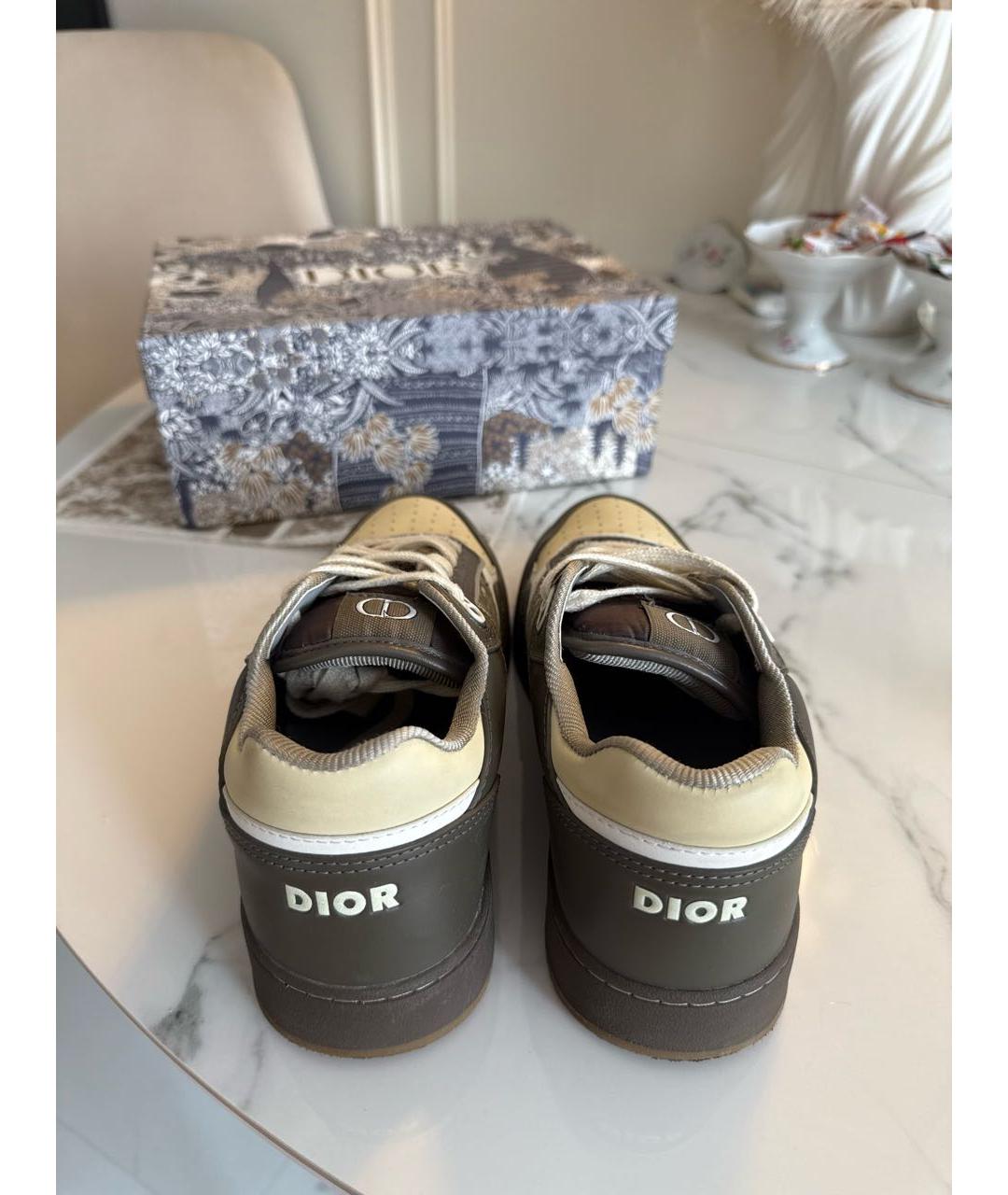 CHRISTIAN DIOR Хаки кожаные кроссовки, фото 3