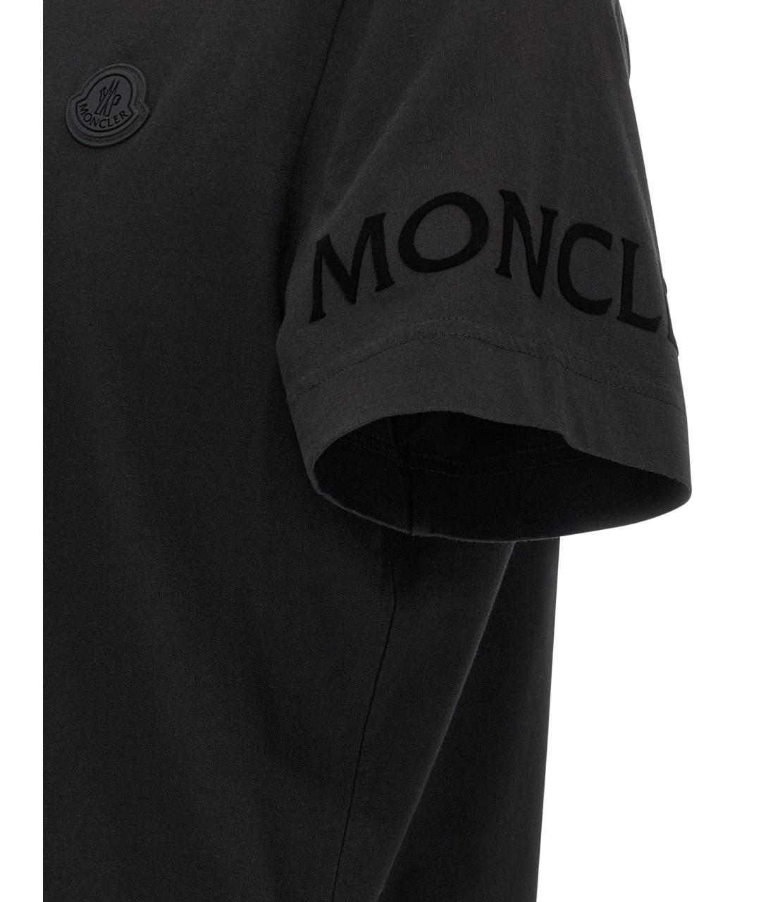 MONCLER Черная хлопковая футболка, фото 4