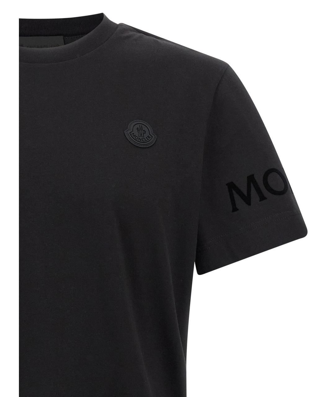 MONCLER Черная хлопковая футболка, фото 3
