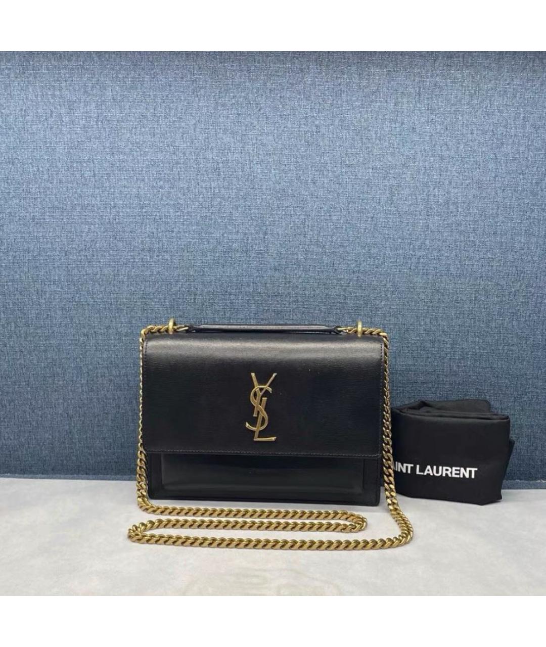 SAINT LAURENT Черная кожаная сумка через плечо, фото 8