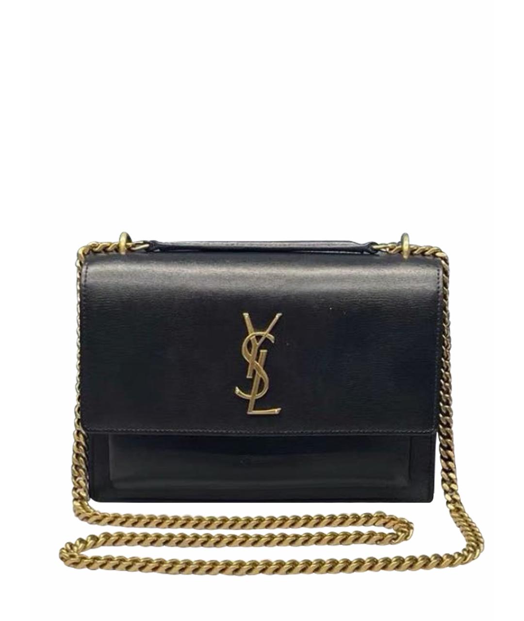 SAINT LAURENT Черная кожаная сумка через плечо, фото 1