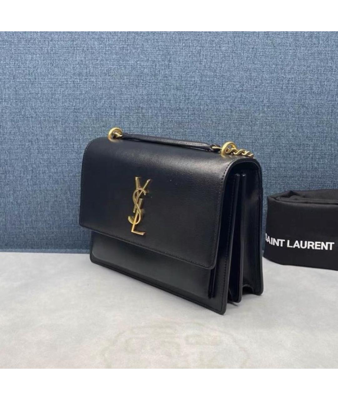 SAINT LAURENT Черная кожаная сумка через плечо, фото 3