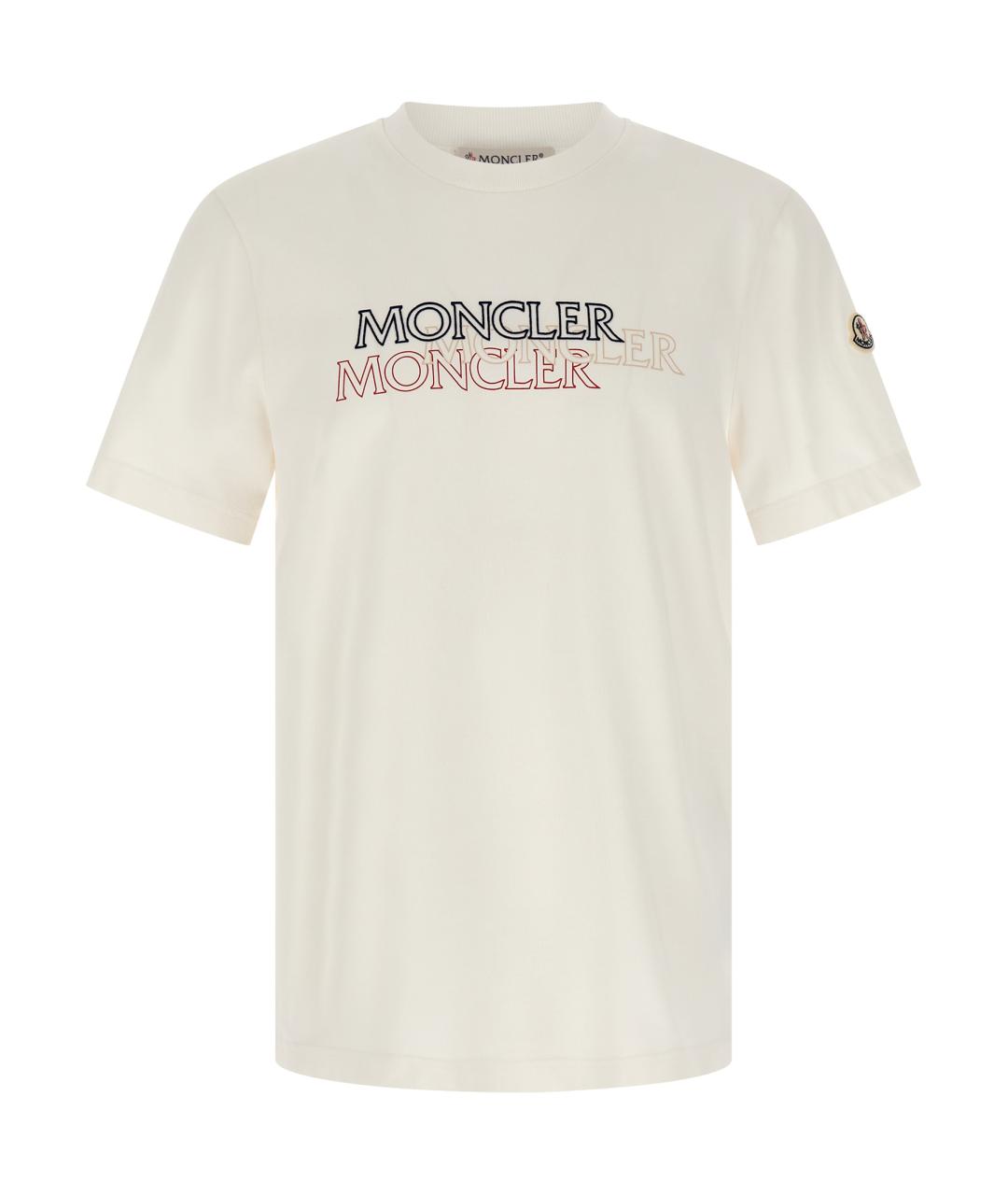 MONCLER Белая хлопковая футболка, фото 1