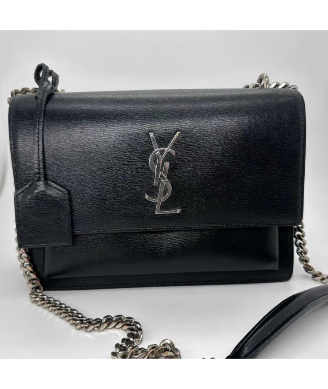 SAINT LAURENT Черная кожаная сумка через плечо, фото 9