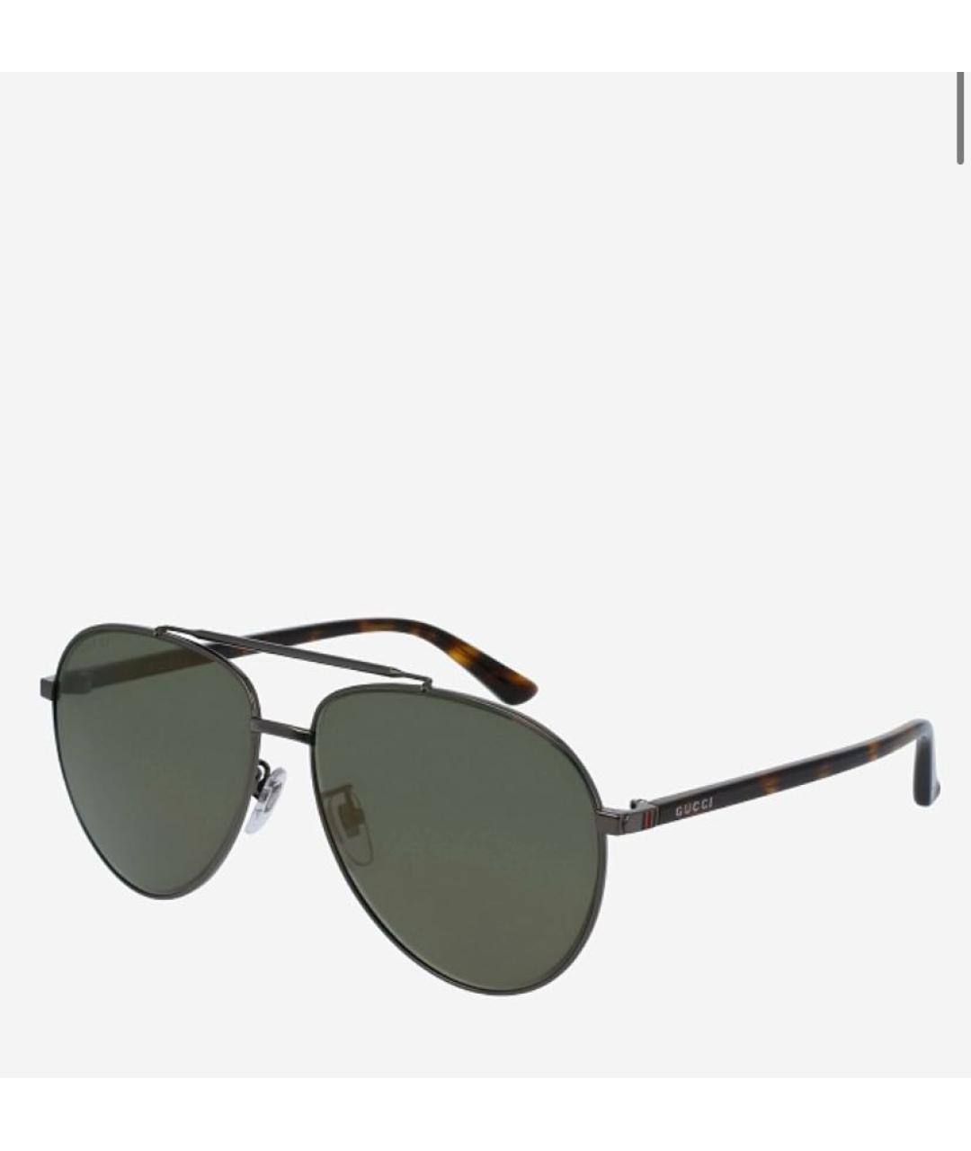 GUCCI Зеленые металлические солнцезащитные очки, фото 4