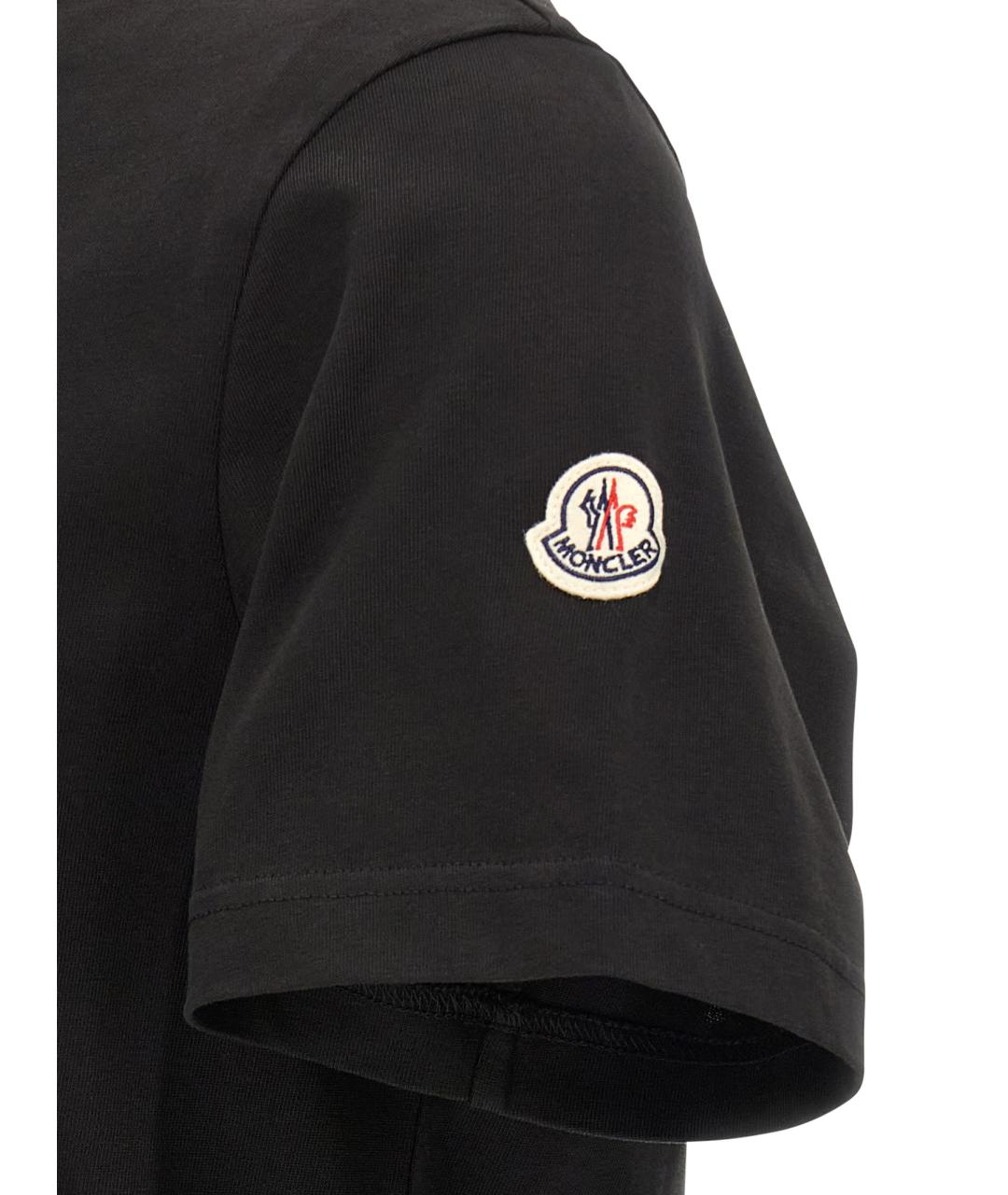 MONCLER Черная хлопковая футболка, фото 4