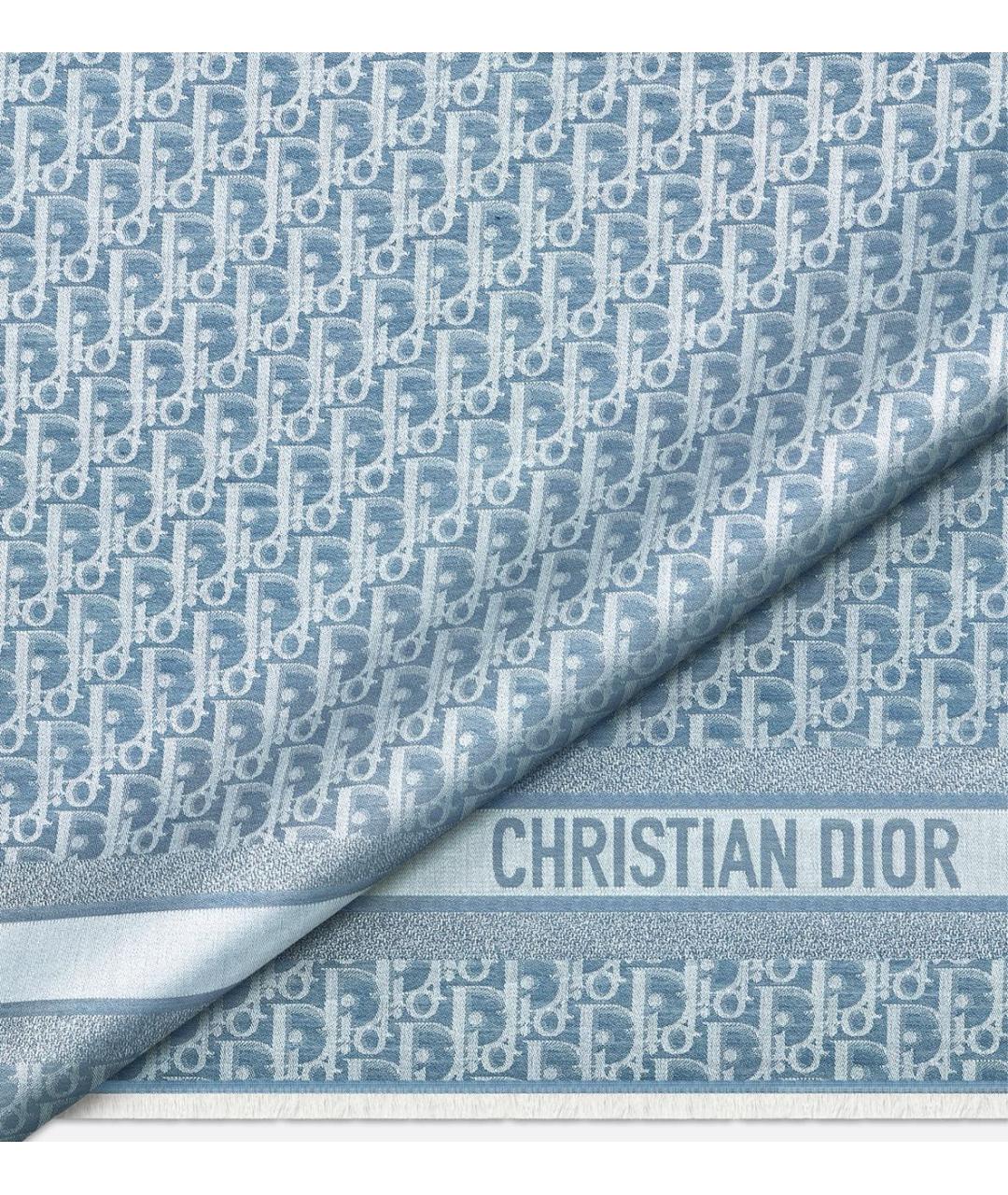 CHRISTIAN DIOR Голубой шелковый платок, фото 2