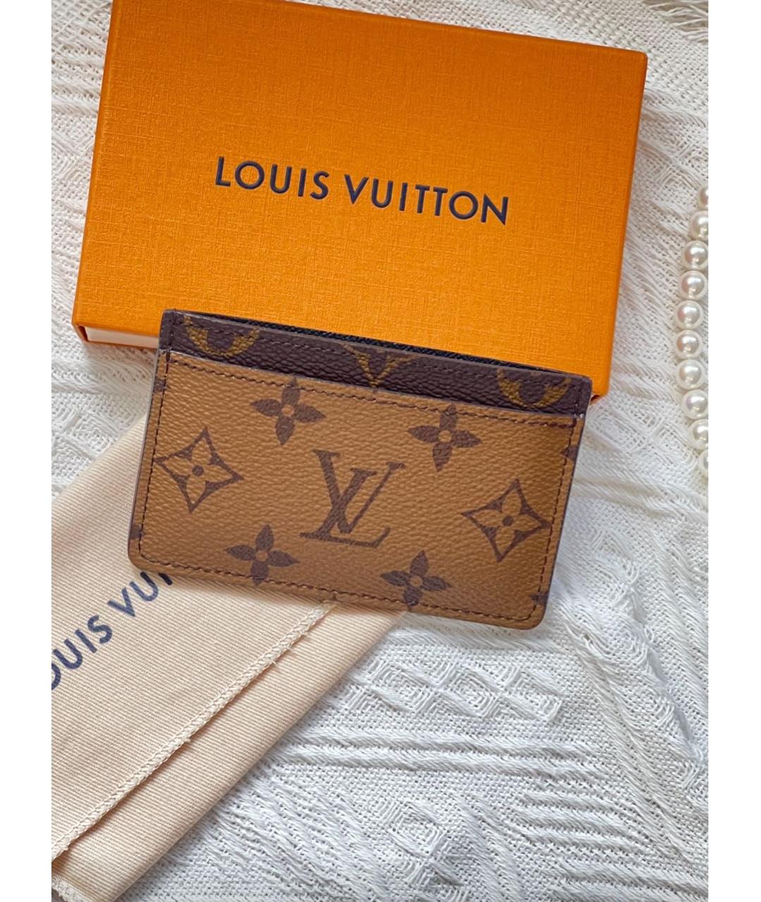 LOUIS VUITTON Коричневый кардхолдер из искусственной кожи, фото 5