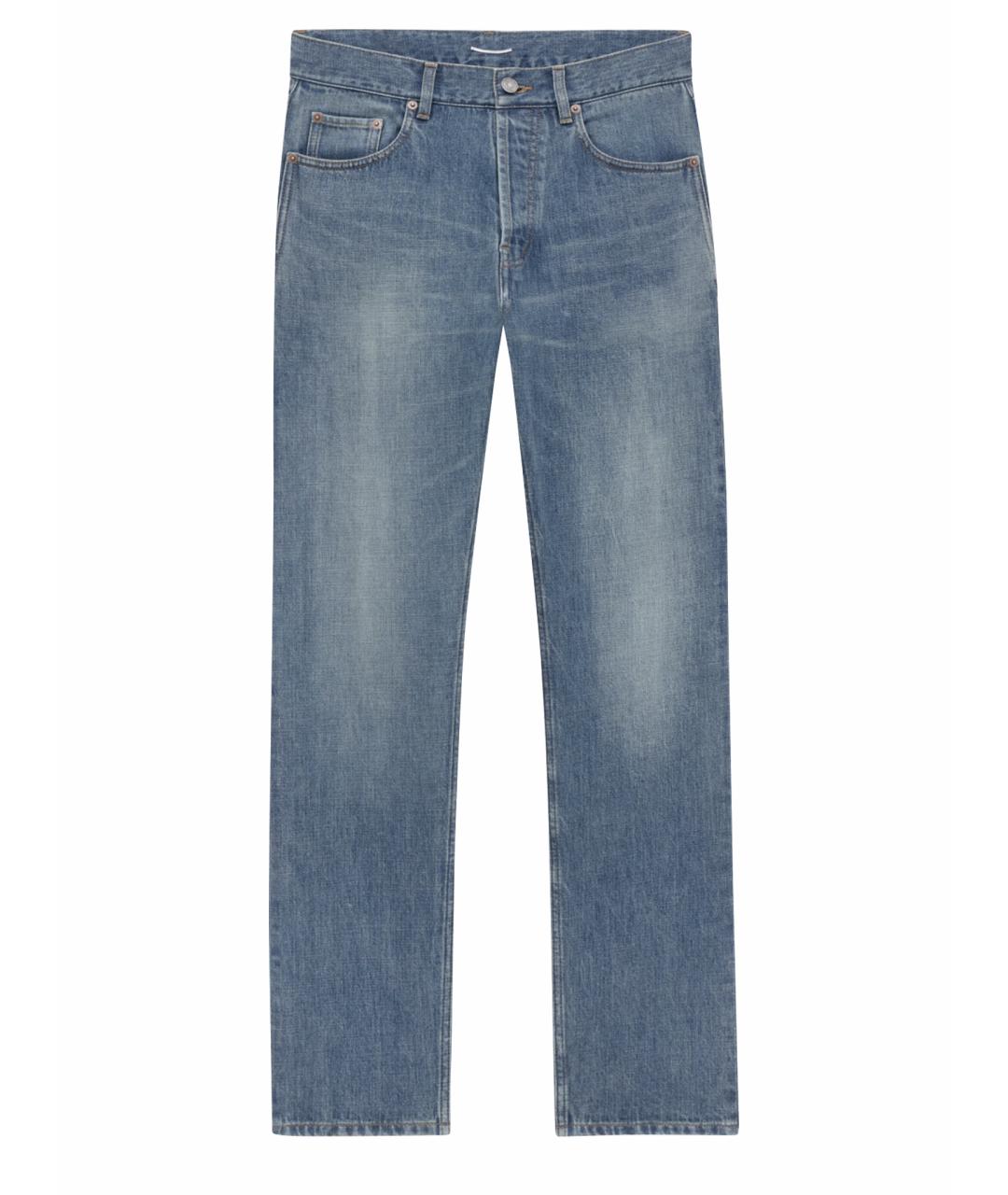 SAINT LAURENT Голубые хлопковые прямые джинсы, фото 1
